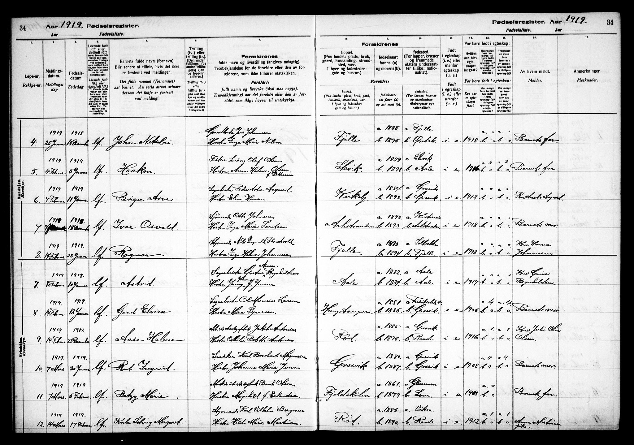 Onsøy prestekontor Kirkebøker, AV/SAO-A-10914/J/Jb/L0001: Birth register no. II 1, 1916-1938, p. 34