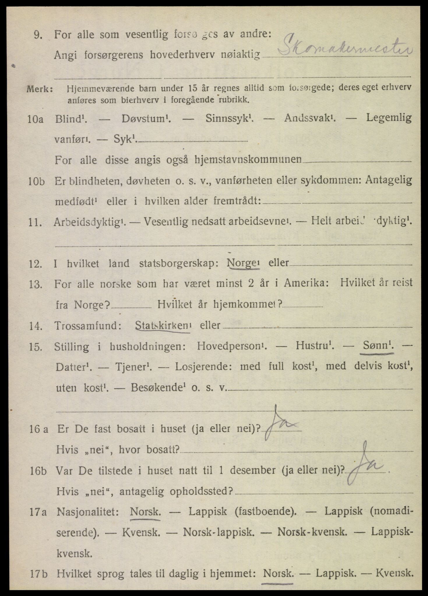 SAT, 1920 census for Stamnes, 1920, p. 1055