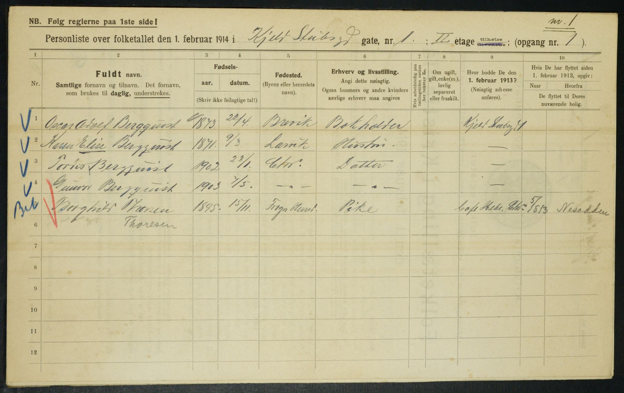 OBA, Municipal Census 1914 for Kristiania, 1914, p. 51437