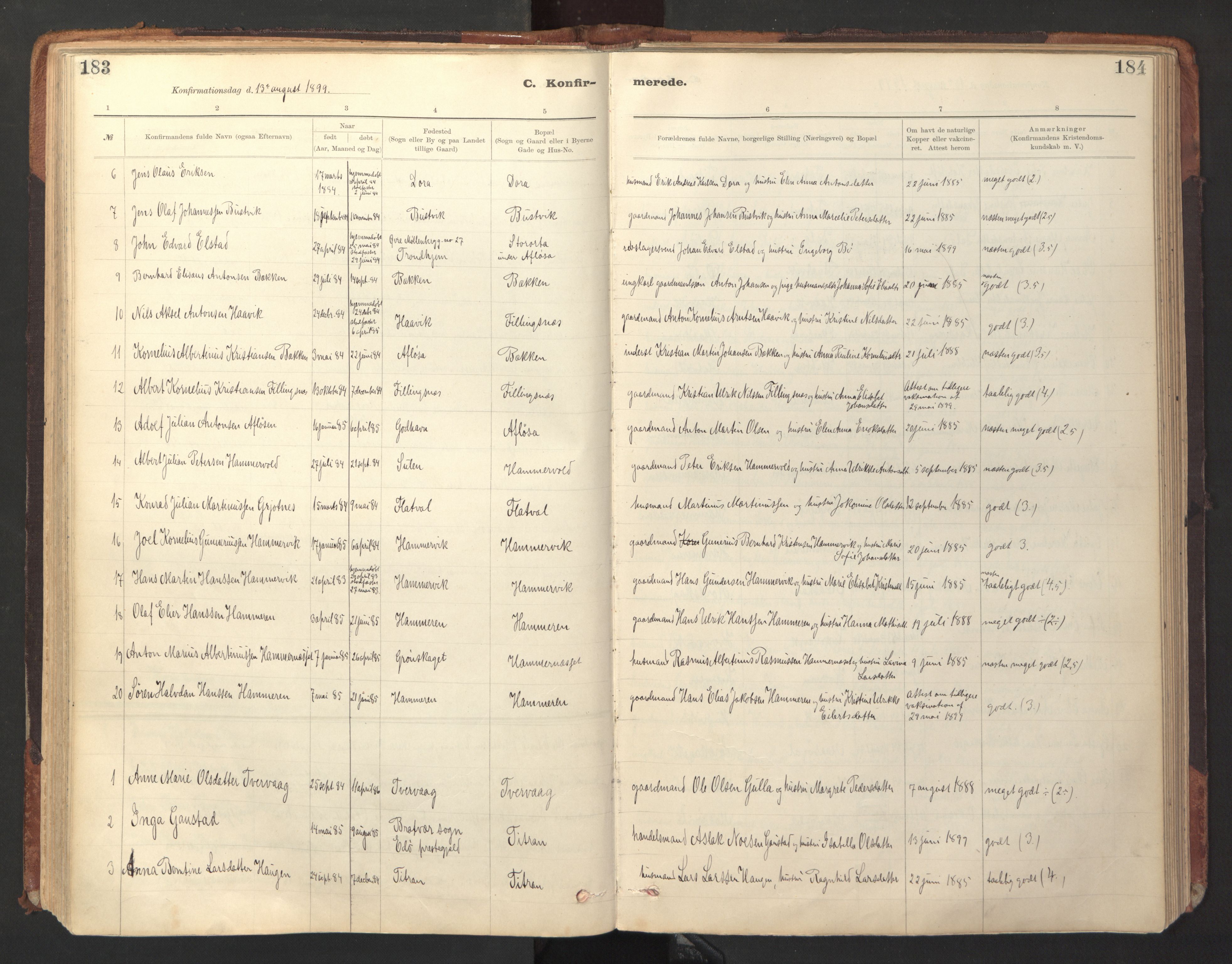 Ministerialprotokoller, klokkerbøker og fødselsregistre - Sør-Trøndelag, SAT/A-1456/641/L0596: Parish register (official) no. 641A02, 1898-1915, p. 183-184