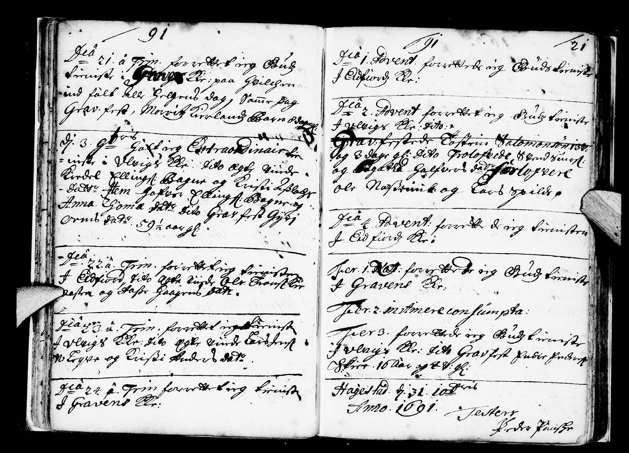 Ulvik sokneprestembete, SAB/A-78801/H/Haa: Parish register (official) no. A 2, 1689-1706, p. 21