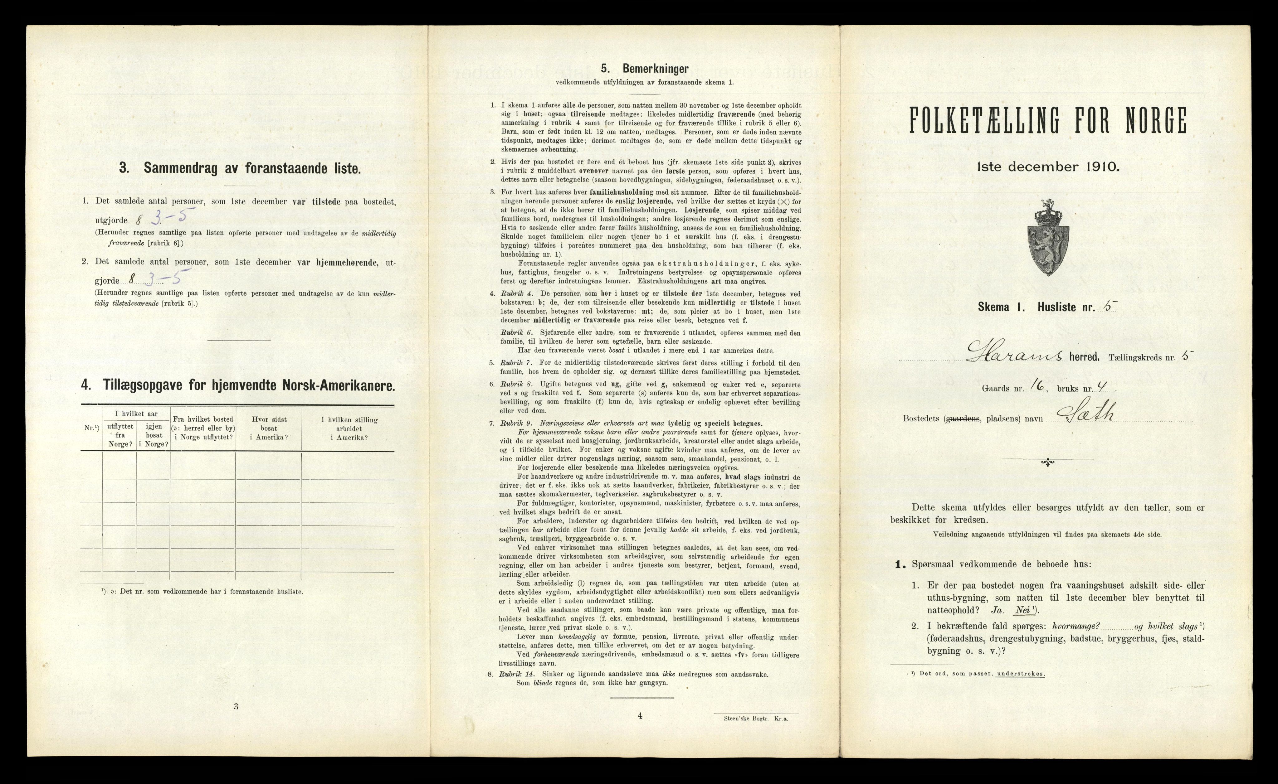 RA, 1910 census for Haram, 1910, p. 479