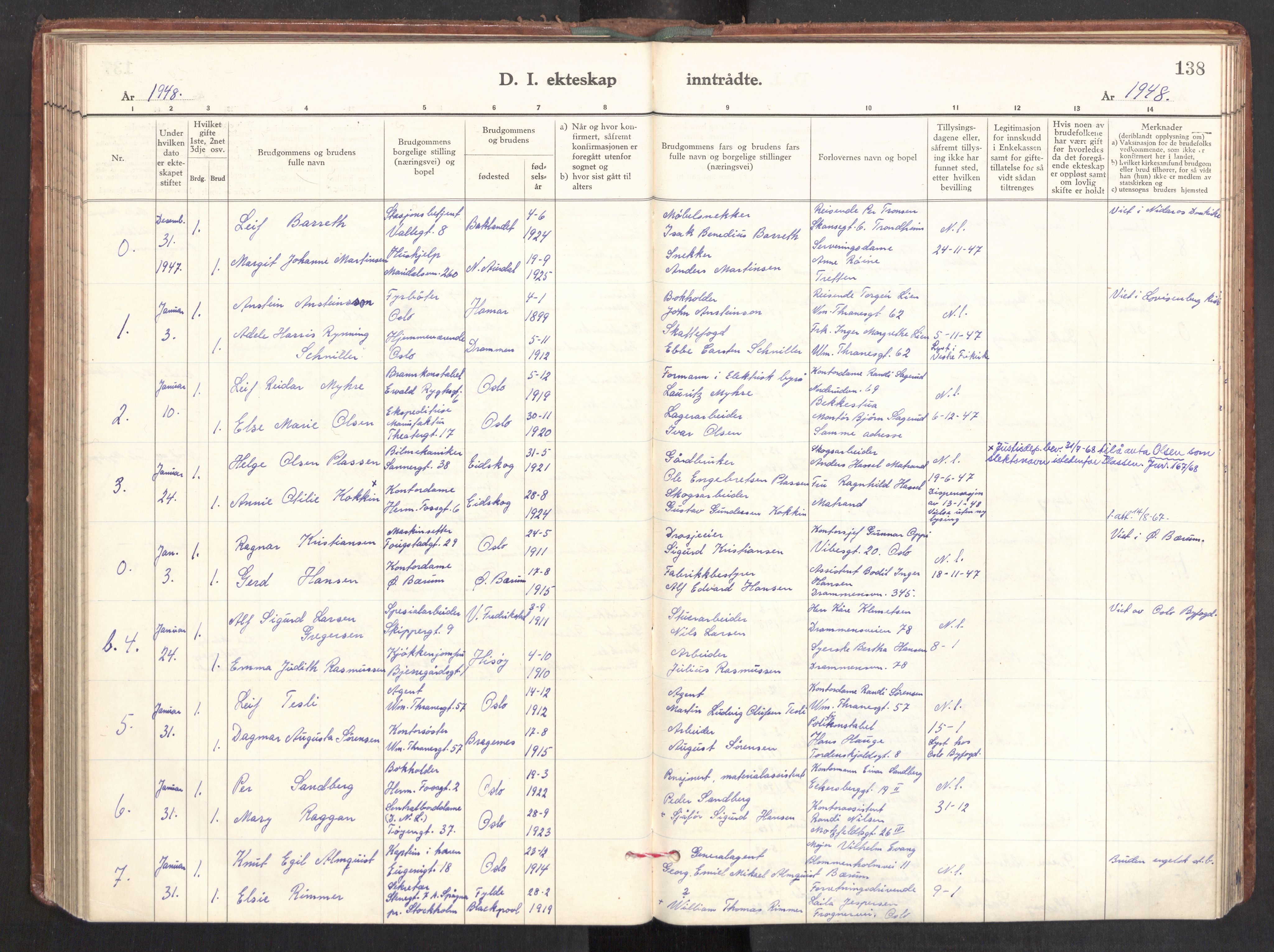 Gamle Aker prestekontor Kirkebøker, SAO/A-10617a/F/L0022: Parish register (official) no. 22, 1941-1952, p. 138