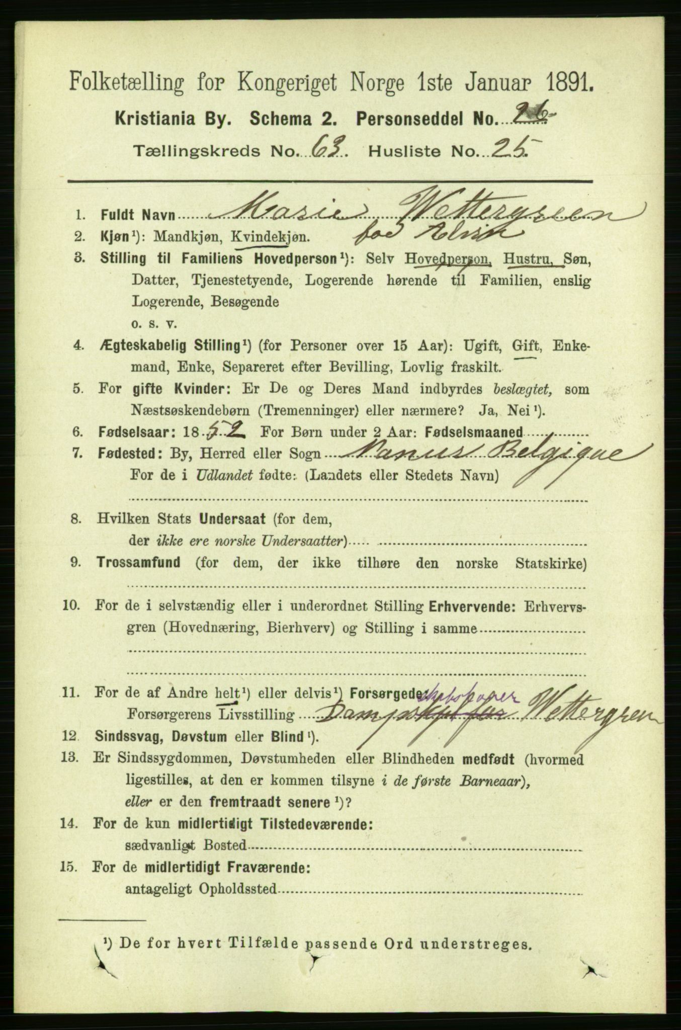 RA, 1891 census for 0301 Kristiania, 1891, p. 34207