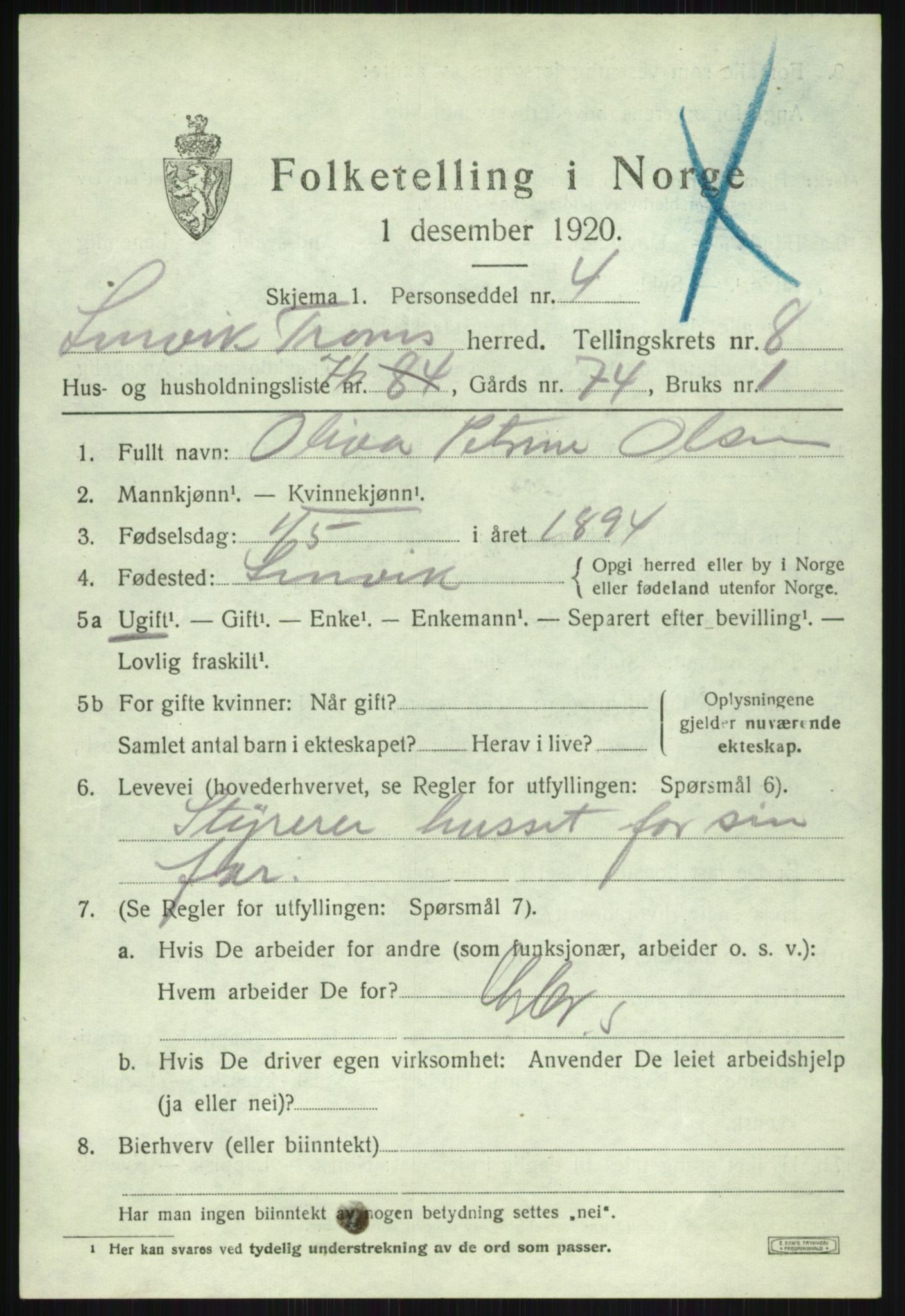 SATØ, 1920 census for Lenvik, 1920, p. 11872