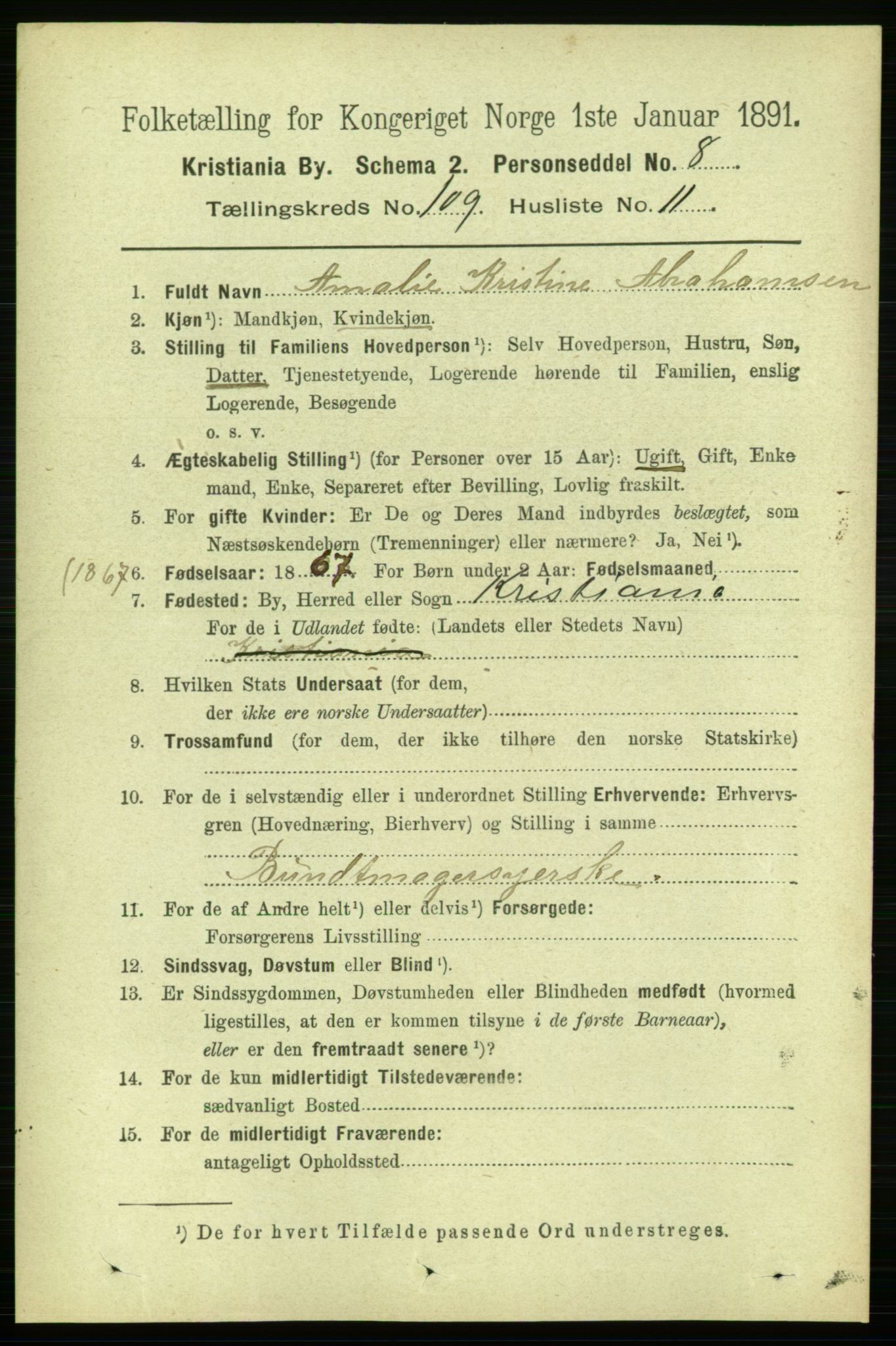 RA, 1891 census for 0301 Kristiania, 1891, p. 56640