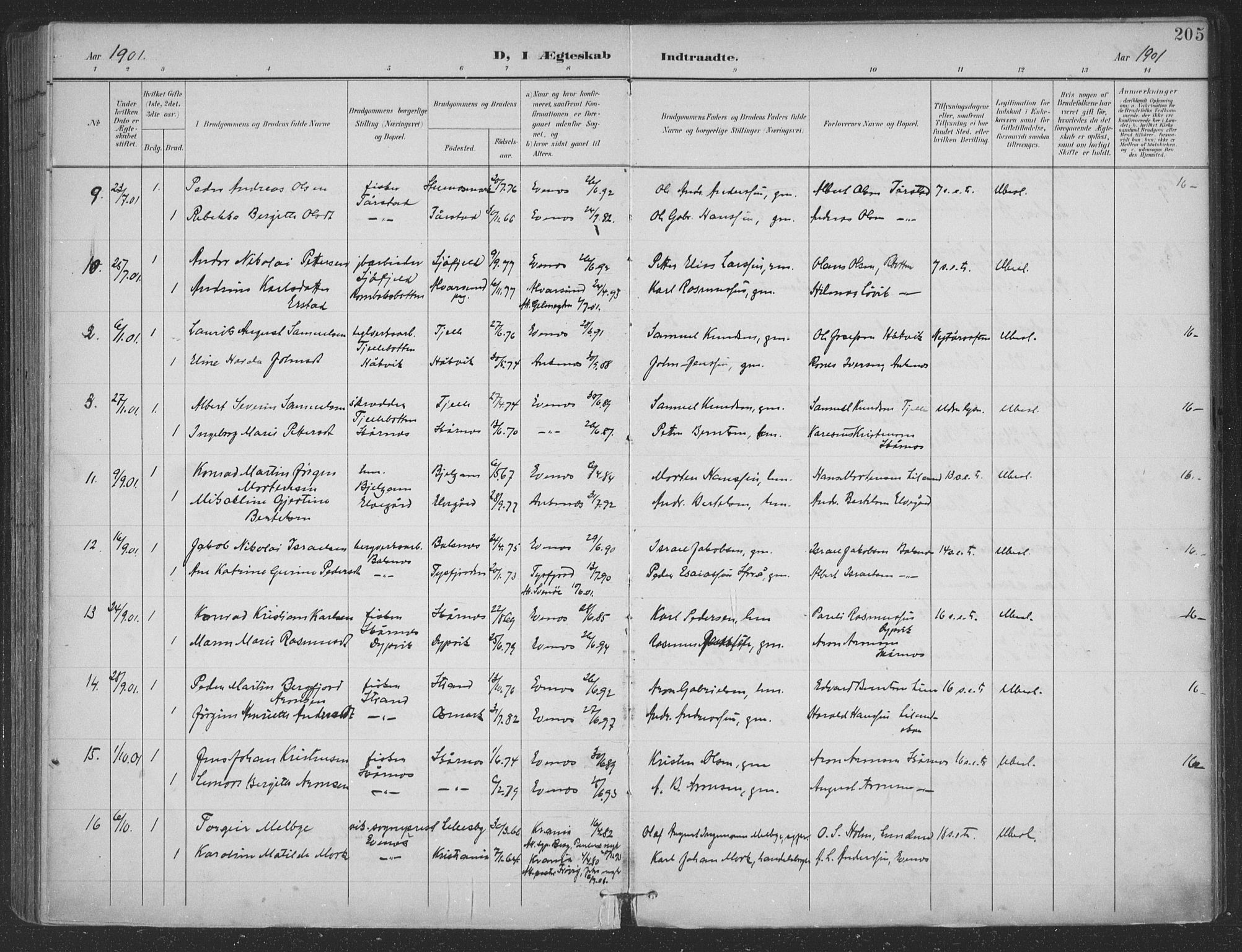 Ministerialprotokoller, klokkerbøker og fødselsregistre - Nordland, SAT/A-1459/863/L0899: Parish register (official) no. 863A11, 1897-1906, p. 205