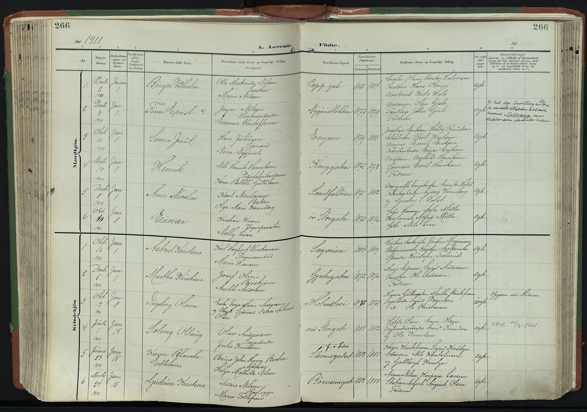 Bragernes kirkebøker, AV/SAKO-A-6/F/Fb/L0009: Parish register (official) no. II 9, 1902-1911, p. 266