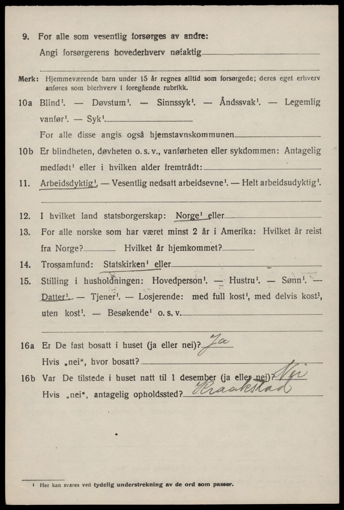 SAST, 1920 census for Nedstrand, 1920, p. 2648