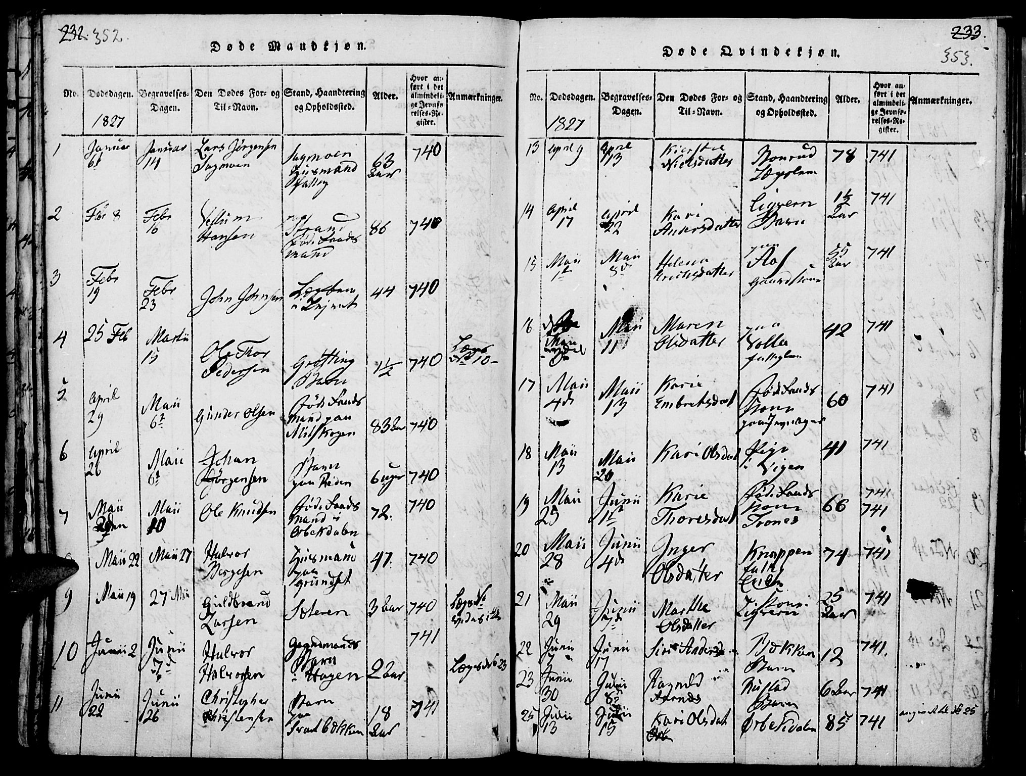 Elverum prestekontor, AV/SAH-PREST-044/H/Ha/Haa/L0007: Parish register (official) no. 7, 1815-1830, p. 352-353