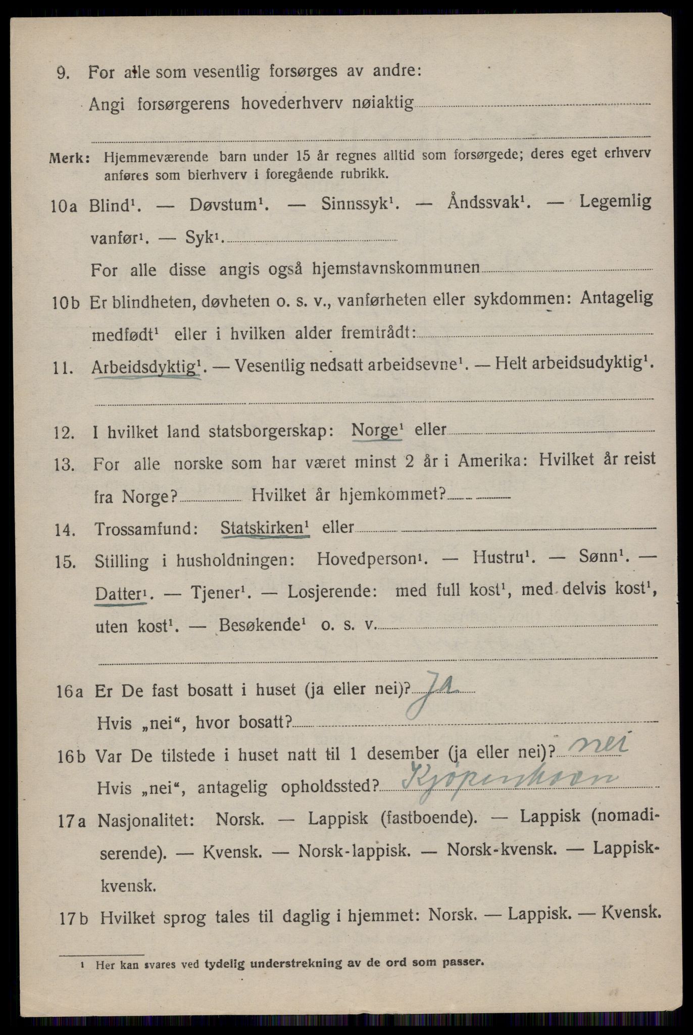 SAT, 1920 census for Moskenes, 1920, p. 1995