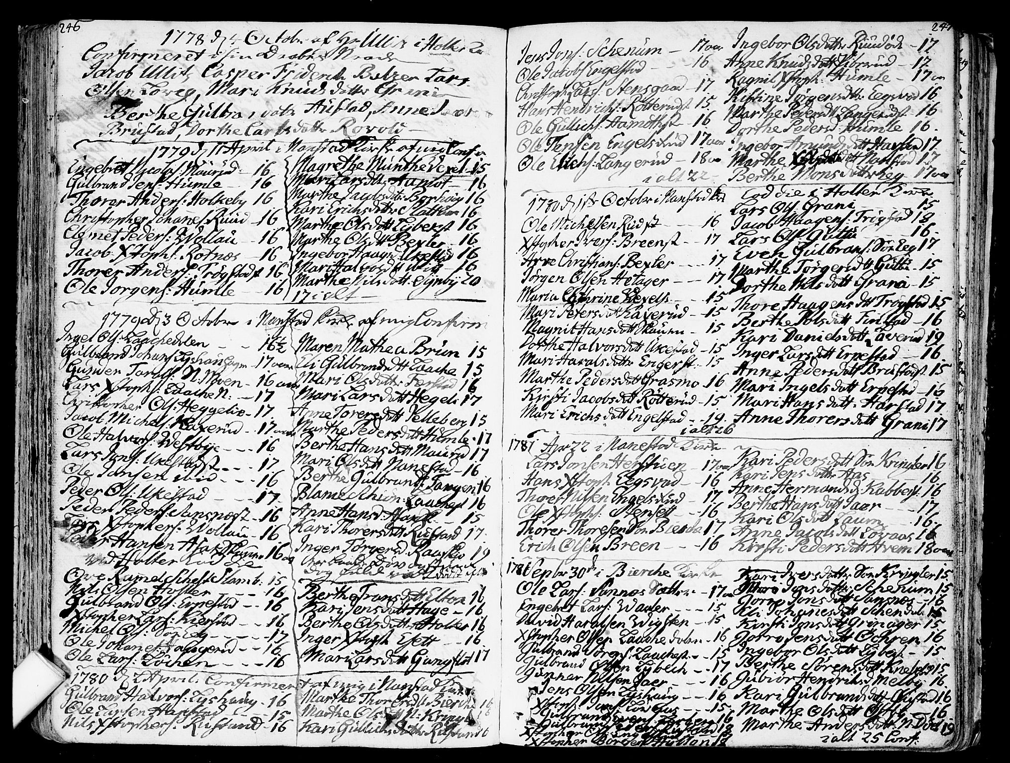 Nannestad prestekontor Kirkebøker, SAO/A-10414a/F/Fa/L0007: Parish register (official) no. I 7, 1754-1791, p. 246-247