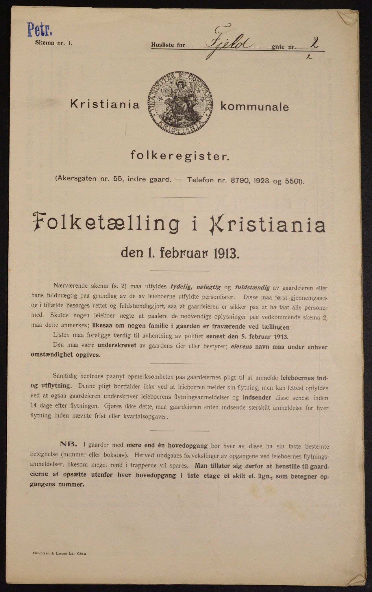 OBA, Municipal Census 1913 for Kristiania, 1913, p. 24414