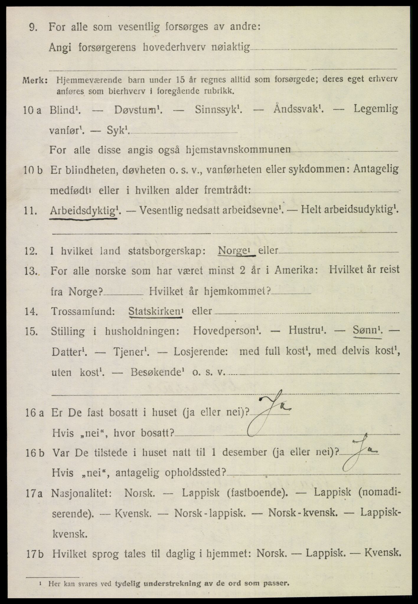 SAT, 1920 census for Flatanger, 1920, p. 1999
