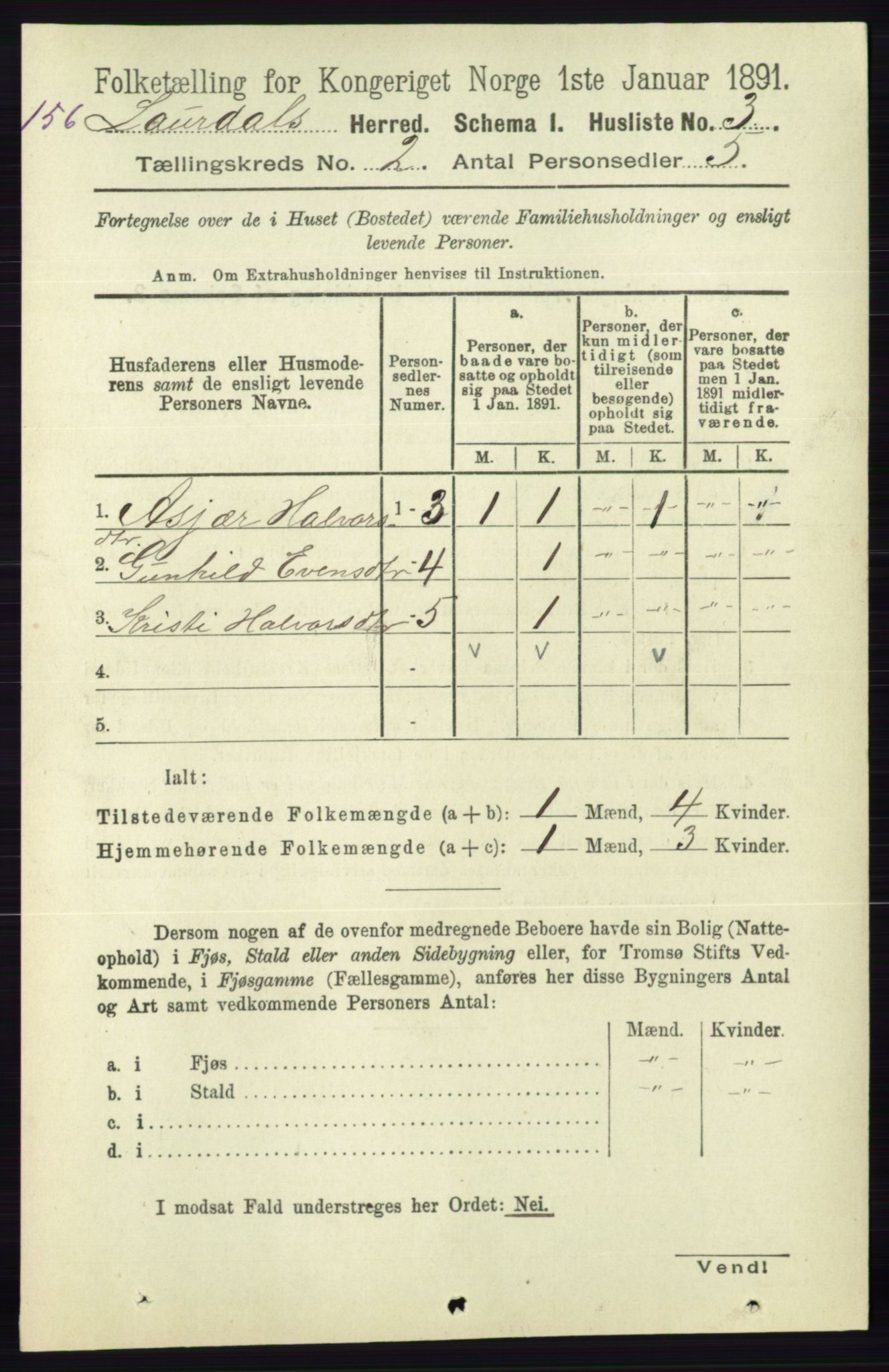 RA, 1891 census for 0833 Lårdal, 1891, p. 573