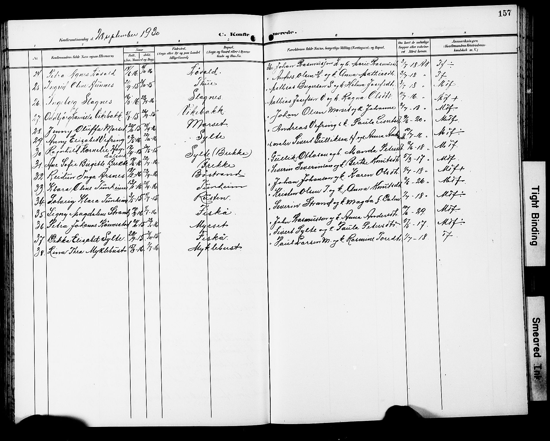 Ministerialprotokoller, klokkerbøker og fødselsregistre - Møre og Romsdal, SAT/A-1454/501/L0018: Parish register (copy) no. 501C04, 1902-1930, p. 157