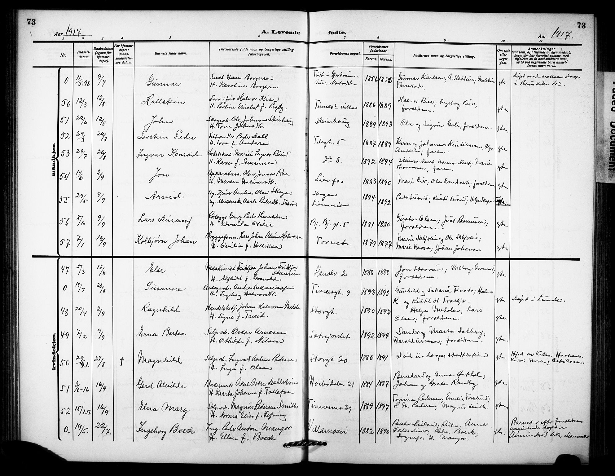 Notodden kirkebøker, AV/SAKO-A-290/G/Ga/L0001: Parish register (copy) no. 1, 1912-1923, p. 73