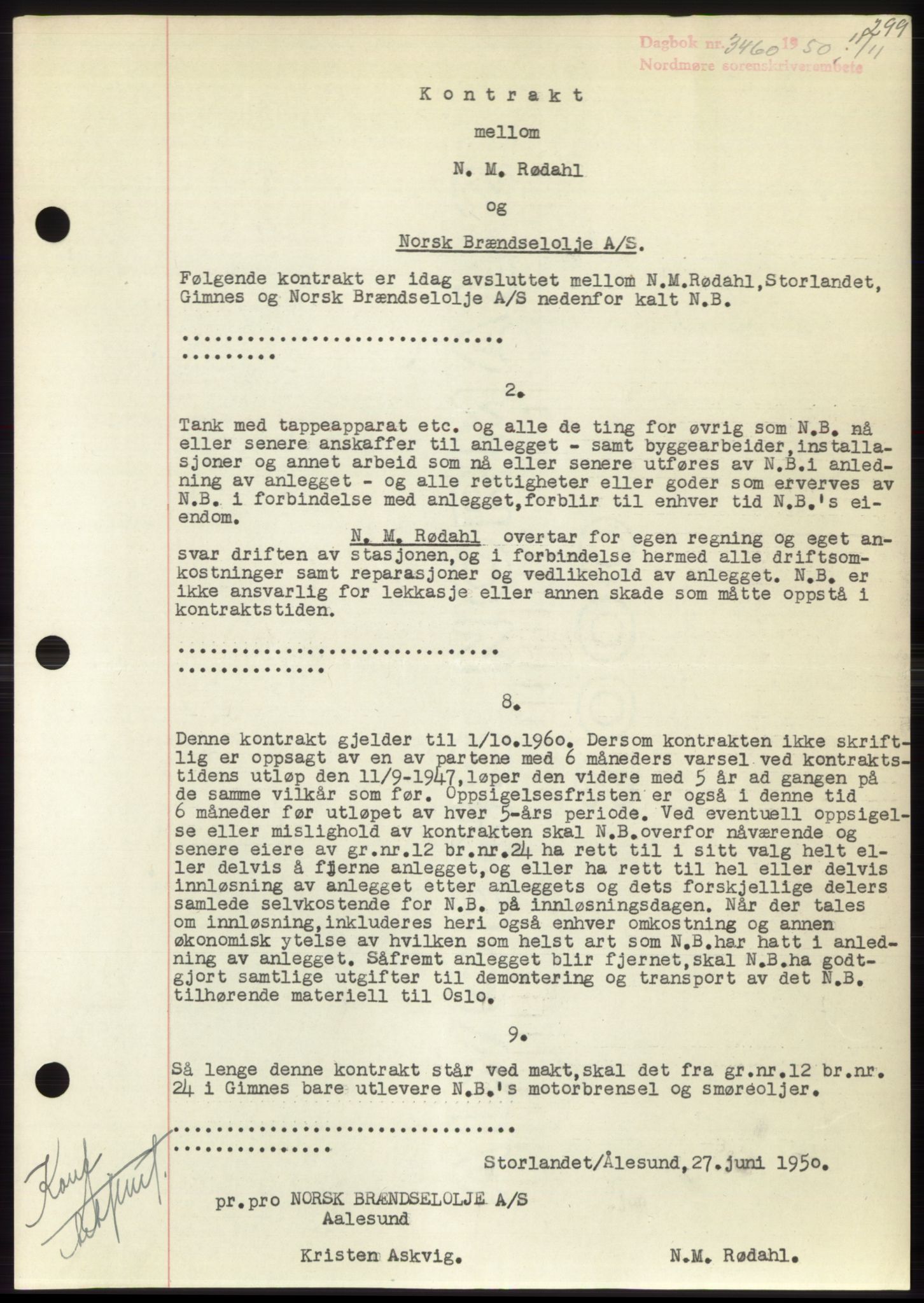 Nordmøre sorenskriveri, AV/SAT-A-4132/1/2/2Ca: Mortgage book no. B106, 1950-1950, Diary no: : 3460/1950