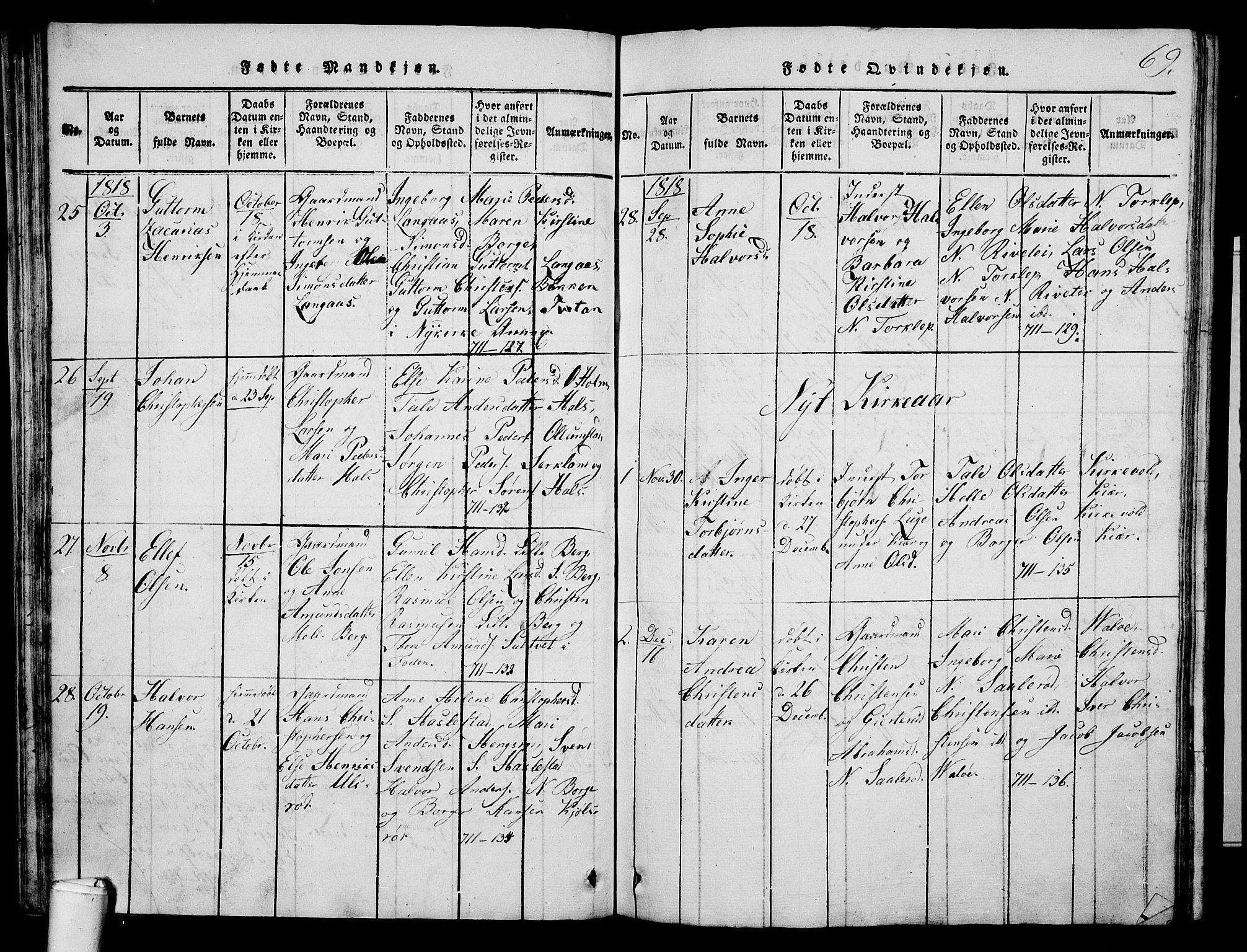 Våle kirkebøker, SAKO/A-334/G/Ga/L0001: Parish register (copy) no. I 1, 1814-1824, p. 68-69