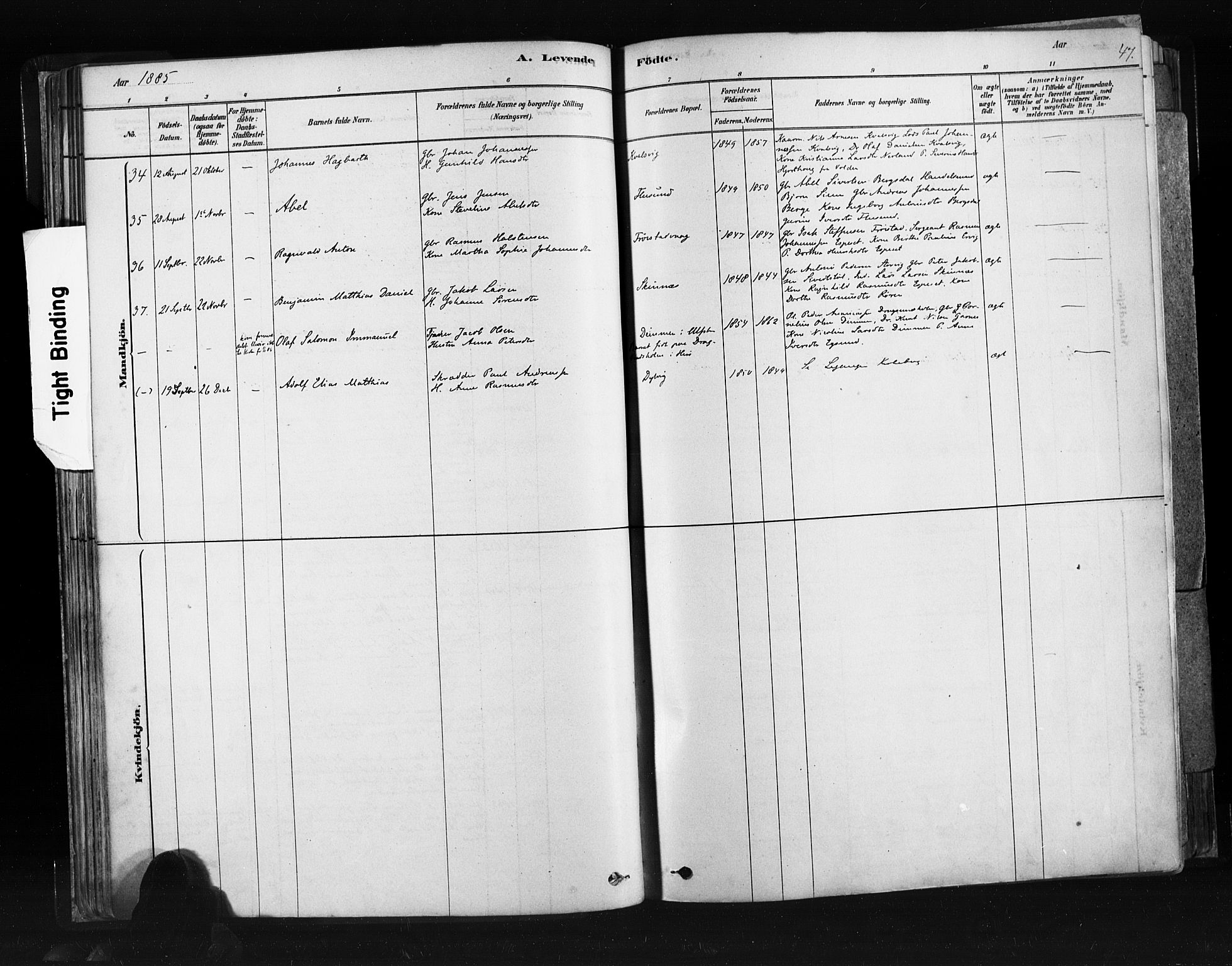 Ministerialprotokoller, klokkerbøker og fødselsregistre - Møre og Romsdal, SAT/A-1454/507/L0073: Parish register (official) no. 507A08, 1878-1904, p. 47