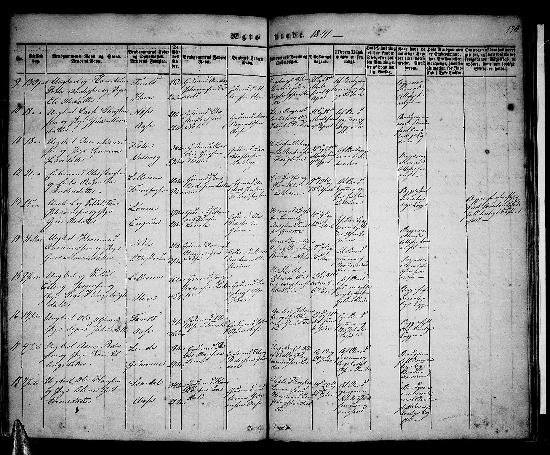 Vik sokneprestembete, AV/SAB-A-81501/H/Haa/Haaa/L0007: Parish register (official) no. A 7, 1831-1845, p. 174