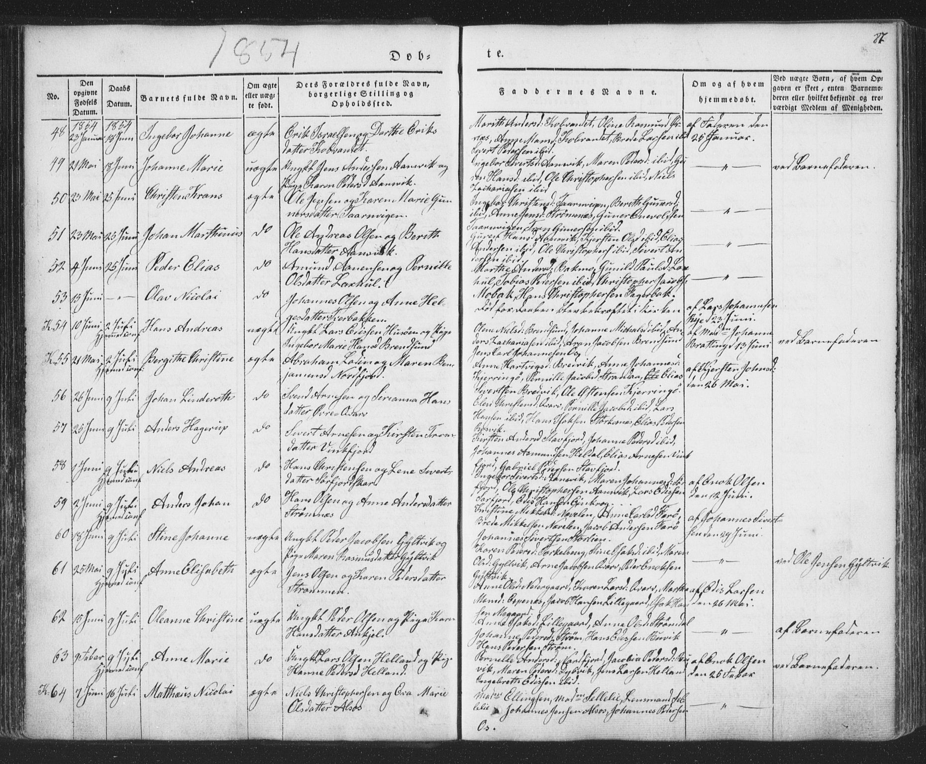 Ministerialprotokoller, klokkerbøker og fødselsregistre - Nordland, SAT/A-1459/853/L0769: Parish register (official) no. 853A08, 1836-1856, p. 87