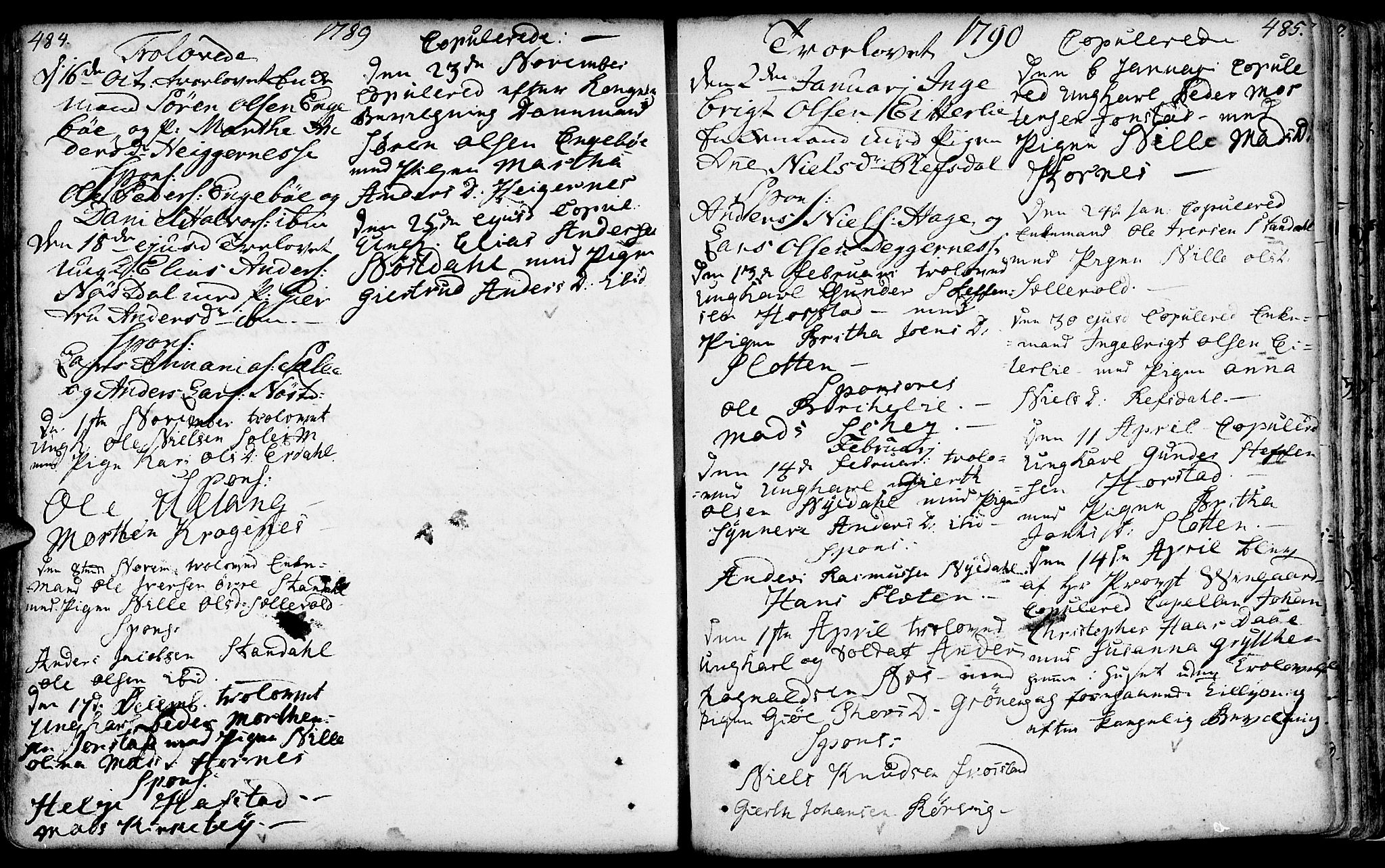 Førde sokneprestembete, AV/SAB-A-79901/H/Haa/Haaa/L0004: Parish register (official) no. A 4, 1781-1803, p. 484-485