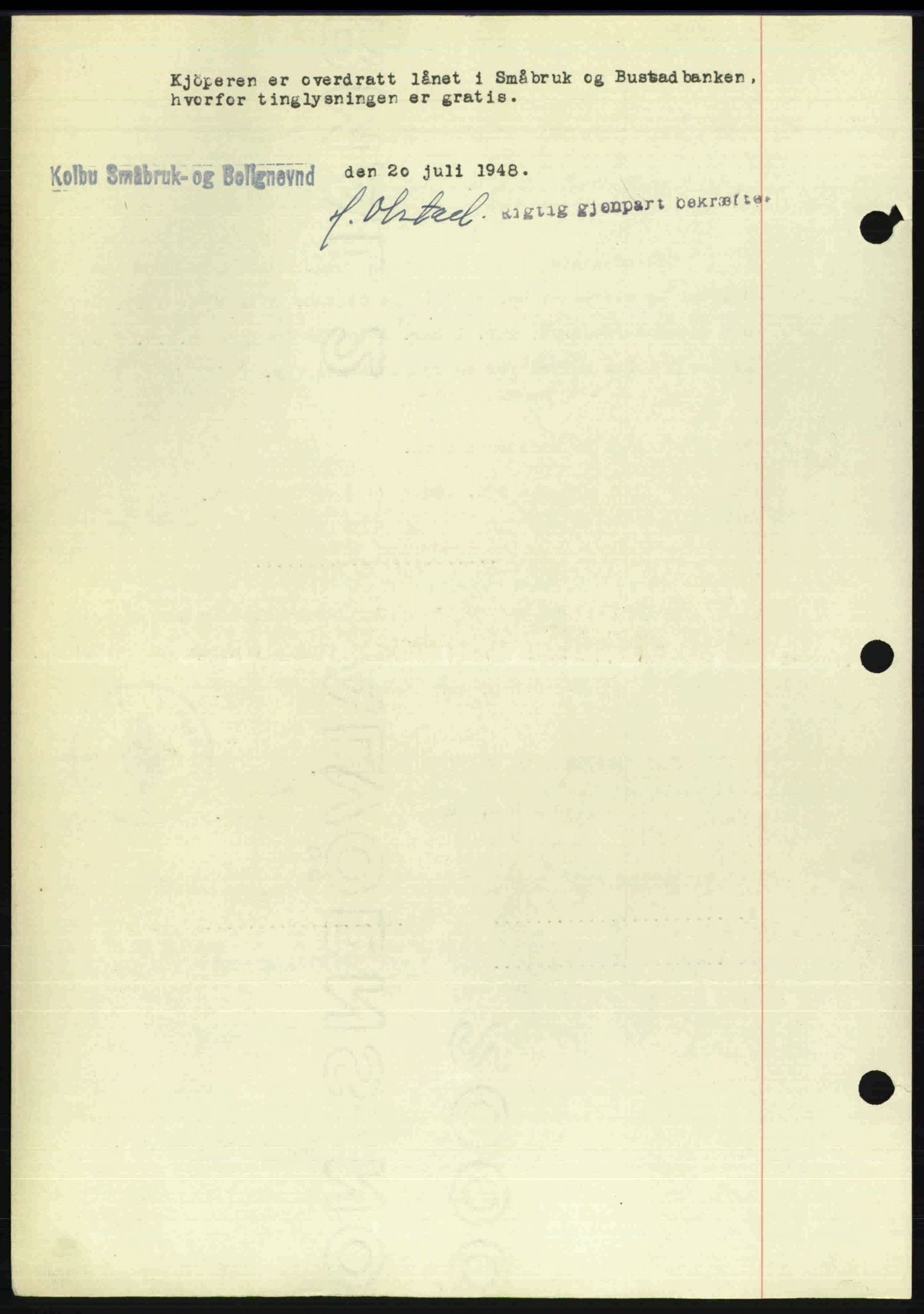 Toten tingrett, SAH/TING-006/H/Hb/Hbc/L0020: Mortgage book no. Hbc-20, 1948-1948, Diary no: : 2298/1948