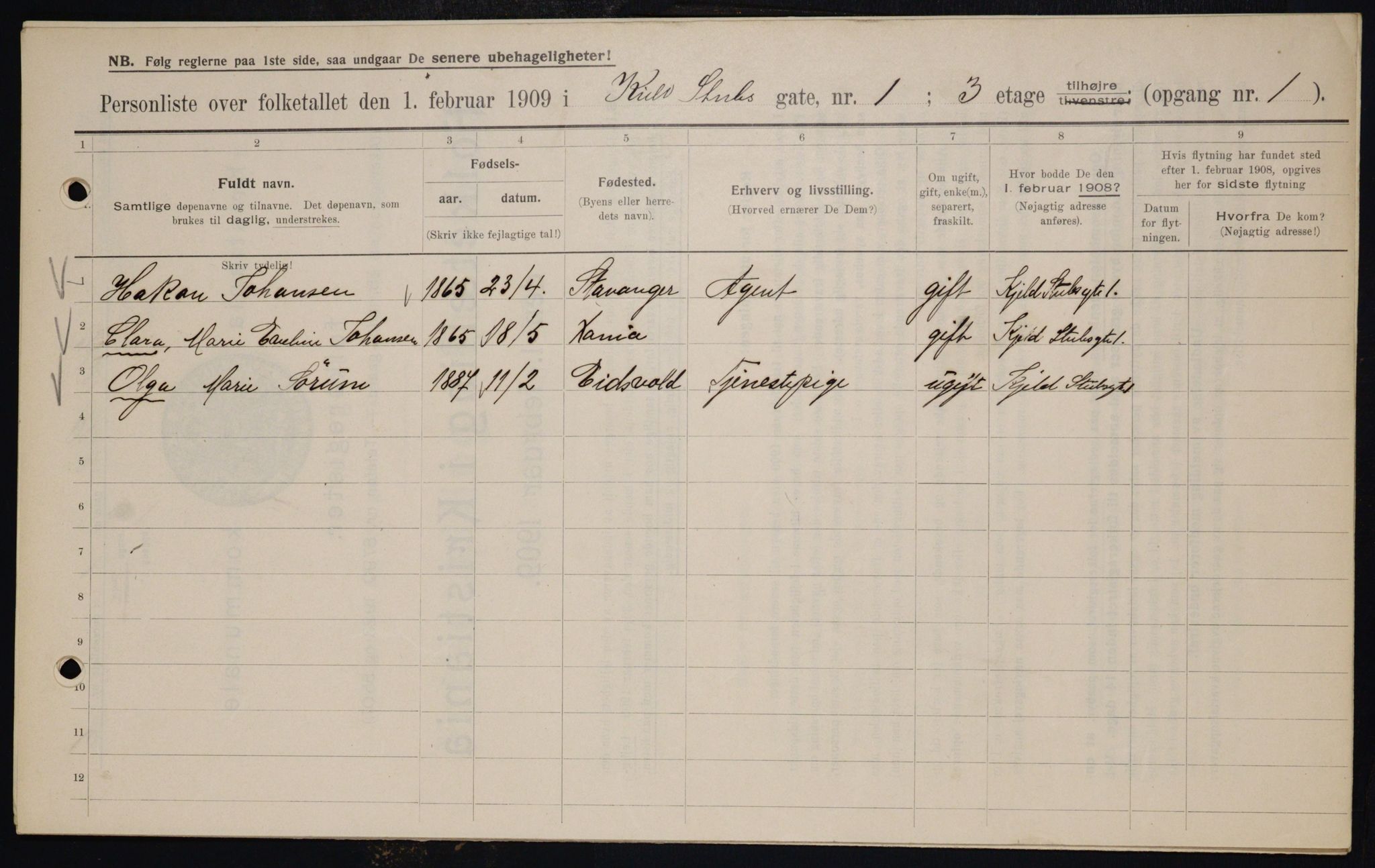 OBA, Municipal Census 1909 for Kristiania, 1909, p. 46926