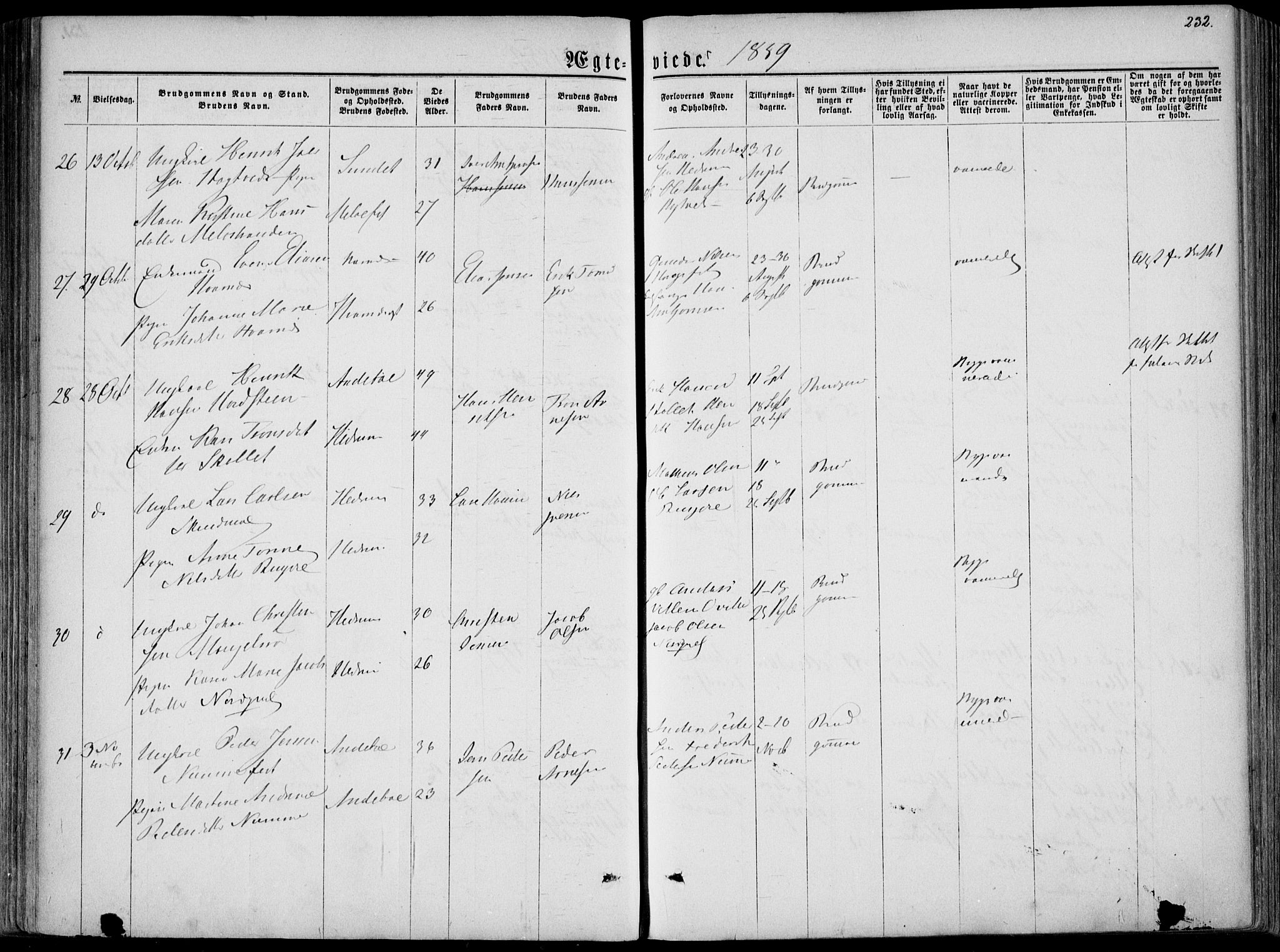 Hedrum kirkebøker, AV/SAKO-A-344/F/Fa/L0007: Parish register (official) no. I 7, 1857-1868, p. 232