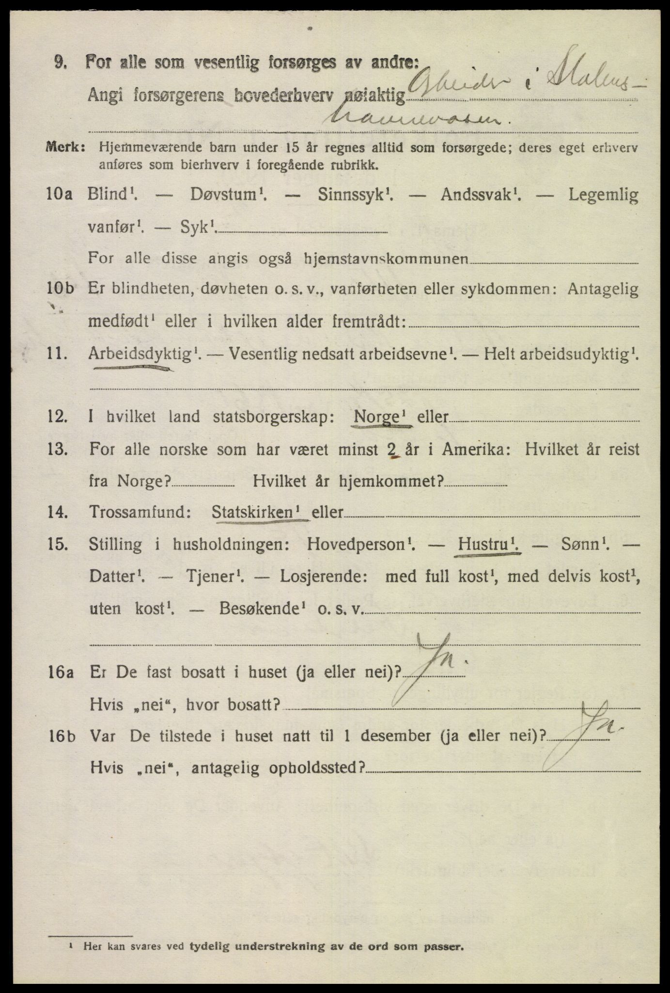 SAK, 1920 census for Lista, 1920, p. 10150