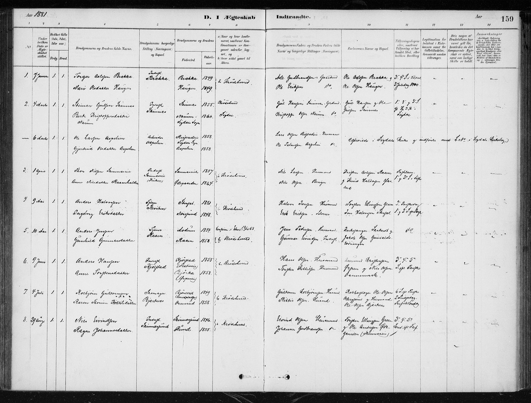 Krødsherad kirkebøker, AV/SAKO-A-19/F/Fa/L0005: Parish register (official) no. 5, 1879-1888, p. 159