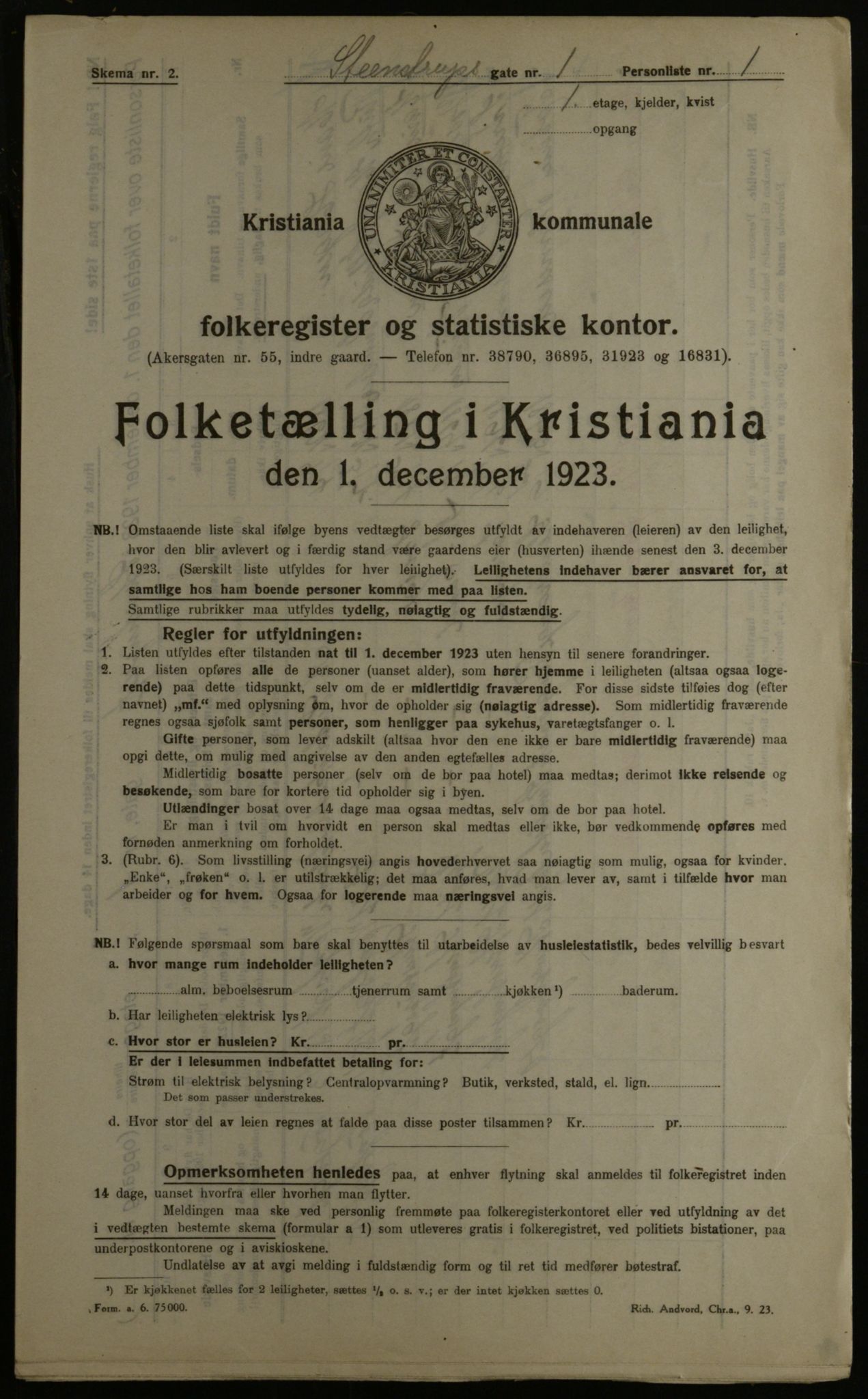 OBA, Municipal Census 1923 for Kristiania, 1923, p. 111414