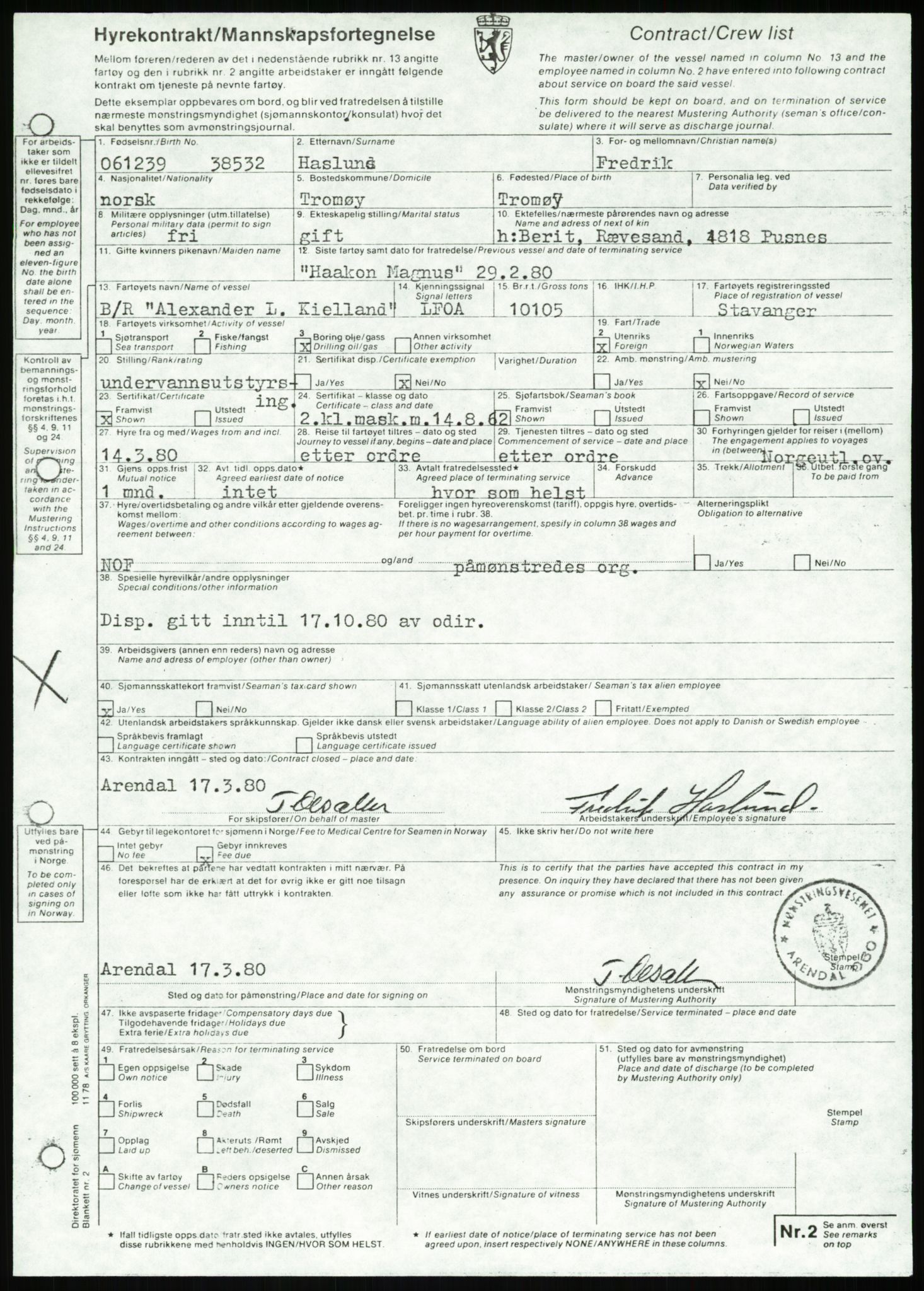 Justisdepartementet, Granskningskommisjonen ved Alexander Kielland-ulykken 27.3.1980, AV/RA-S-1165/D/L0007: B Stavanger Drilling A/S (Doku.liste + B1-B3 av av 4)/C Phillips Petroleum Company Norway (Doku.liste + C1-C12 av 12)/D Forex Neptune (Doku.liste + D1-D8 av 9), 1980-1981, p. 73