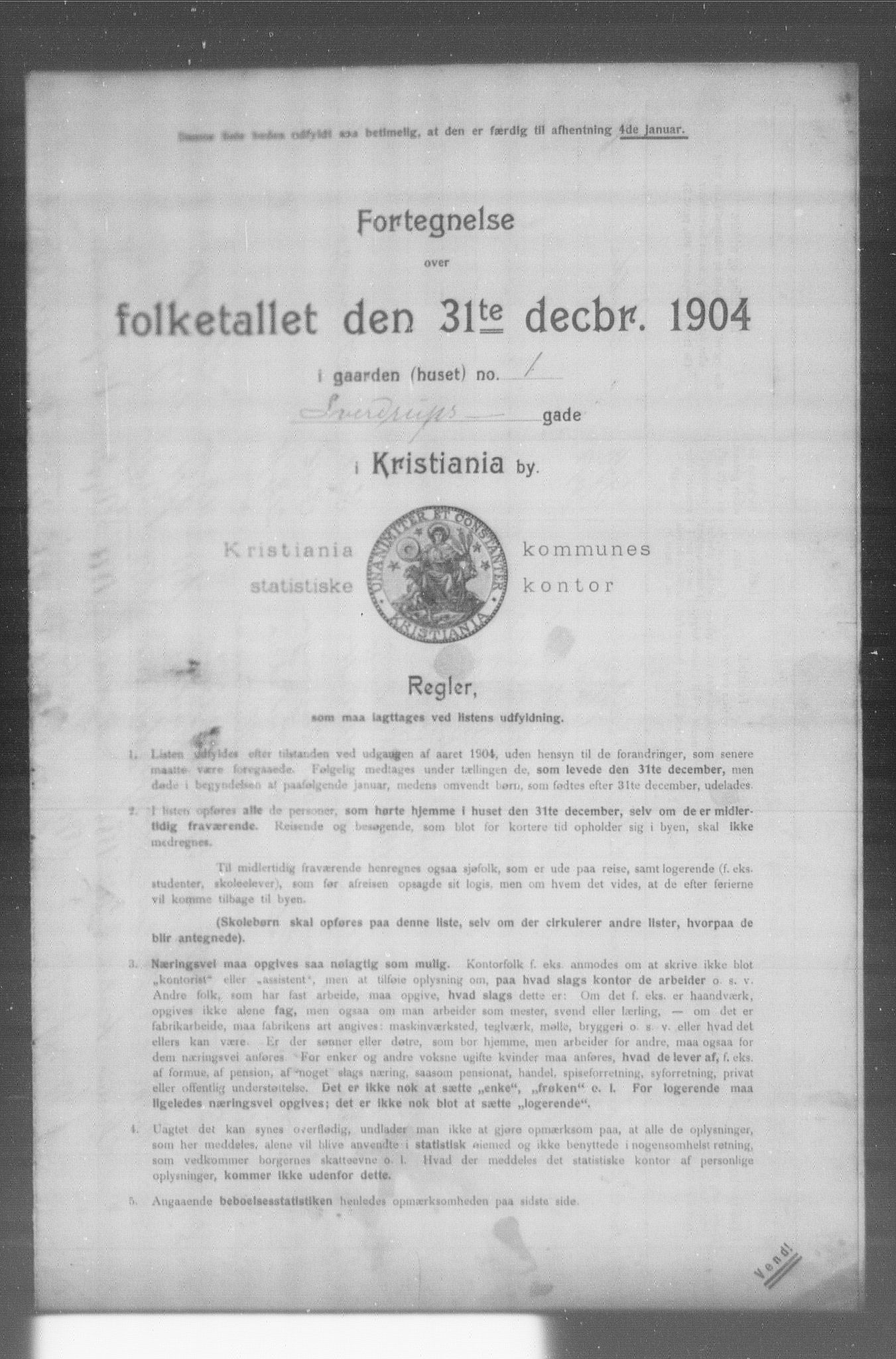 OBA, Municipal Census 1904 for Kristiania, 1904, p. 19986