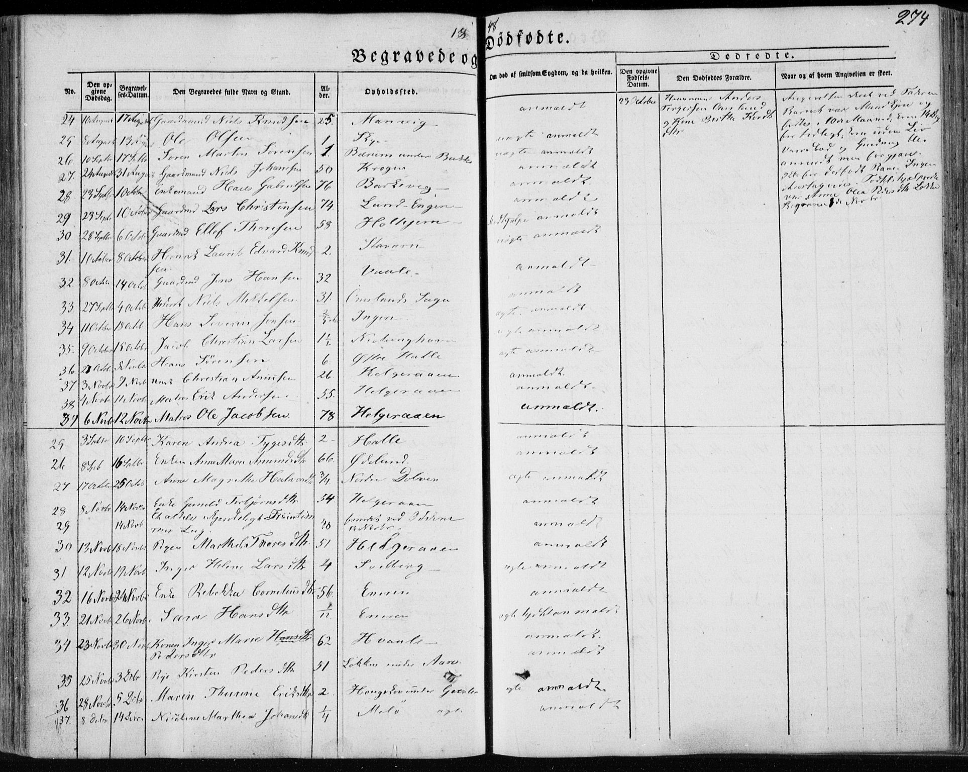 Brunlanes kirkebøker, AV/SAKO-A-342/F/Fa/L0004: Parish register (official) no. I 4, 1846-1862, p. 274