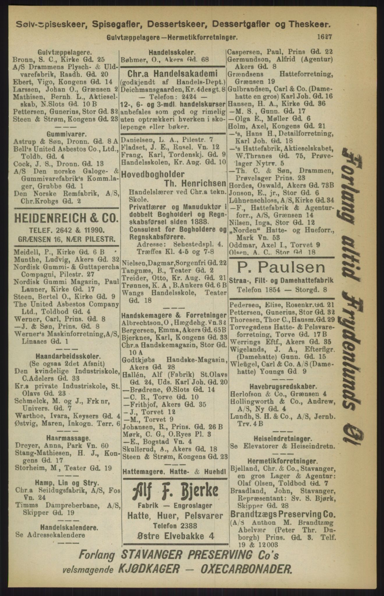 Kristiania/Oslo adressebok, PUBL/-, 1911, p. 1627