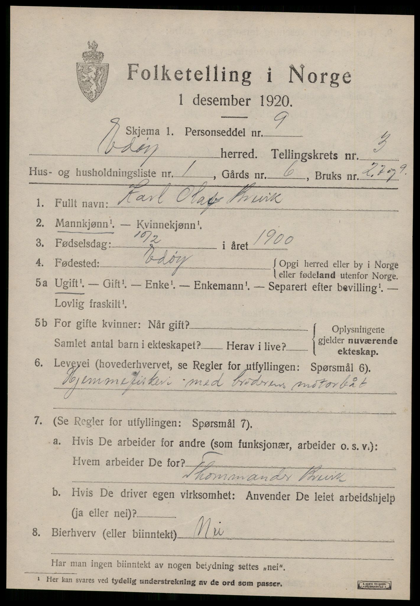 SAT, 1920 census for Edøy, 1920, p. 936