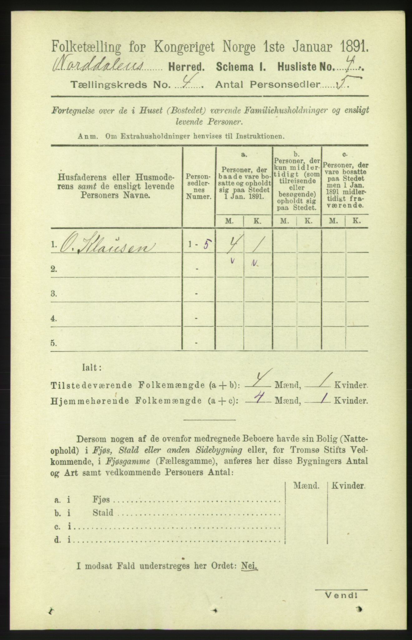 RA, 1891 census for 1524 Norddal, 1891, p. 753