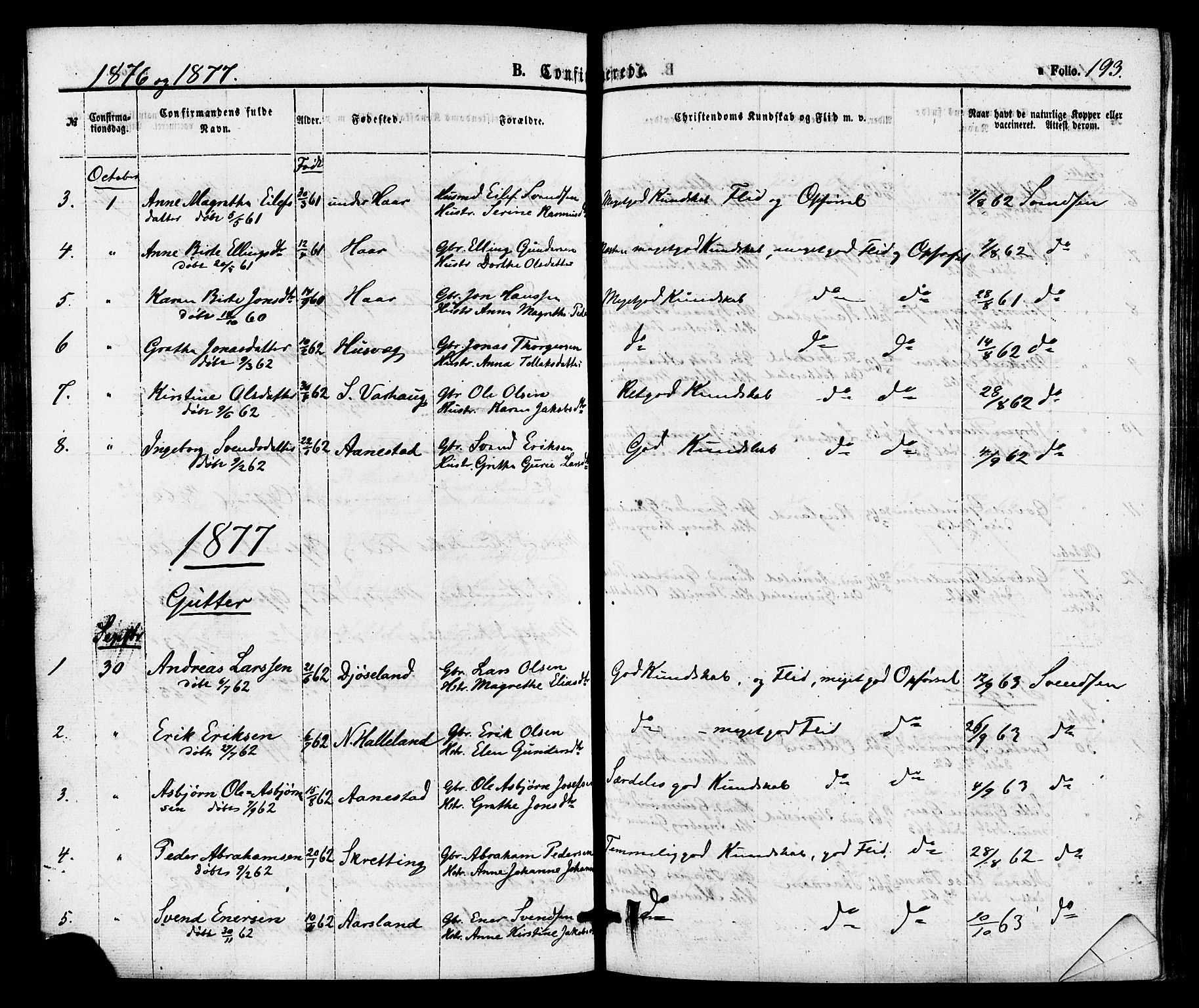 Hå sokneprestkontor, AV/SAST-A-101801/001/30BA/L0009: Parish register (official) no. A 8, 1855-1878, p. 193