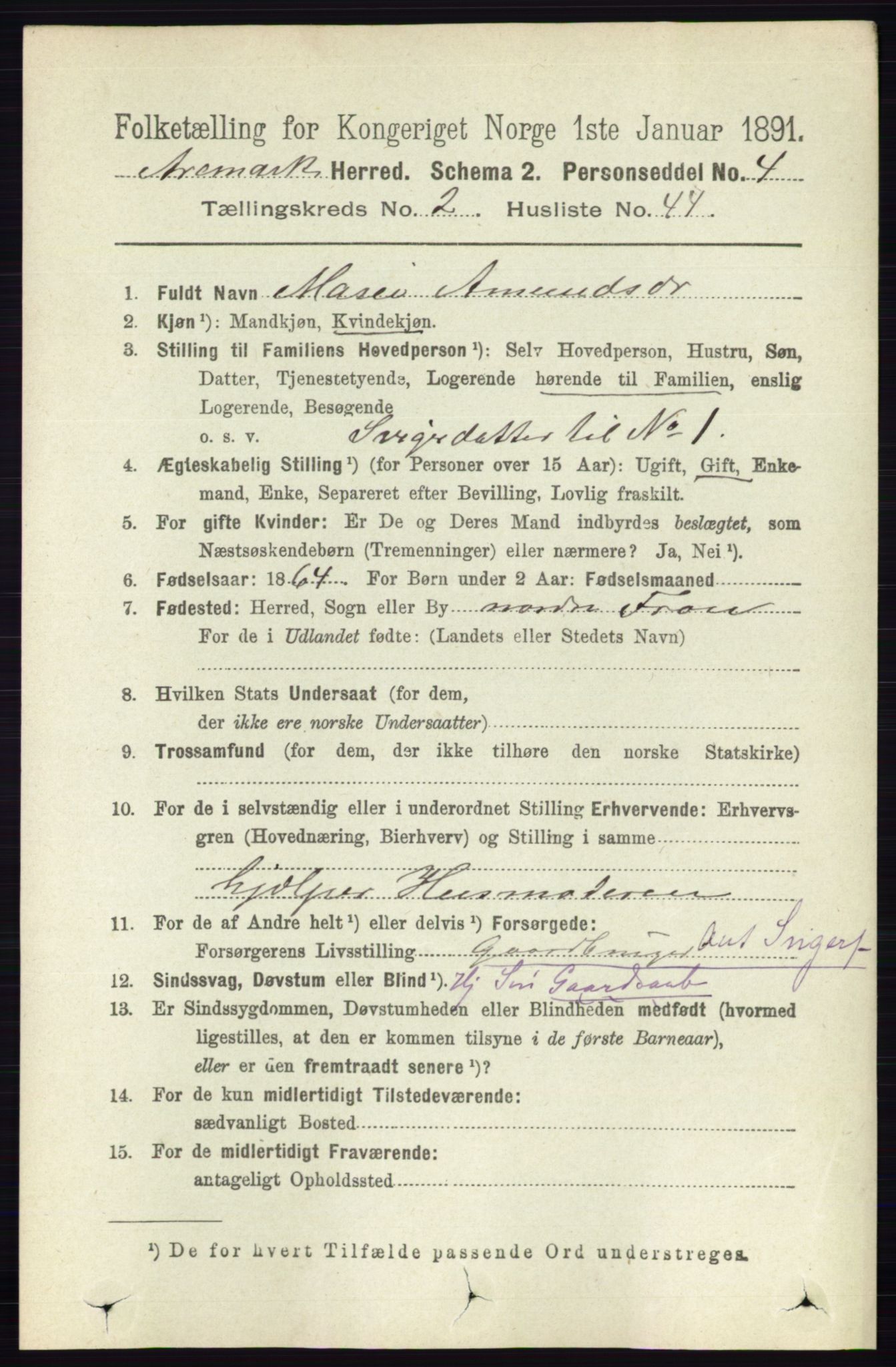 RA, 1891 census for 0118 Aremark, 1891, p. 1102