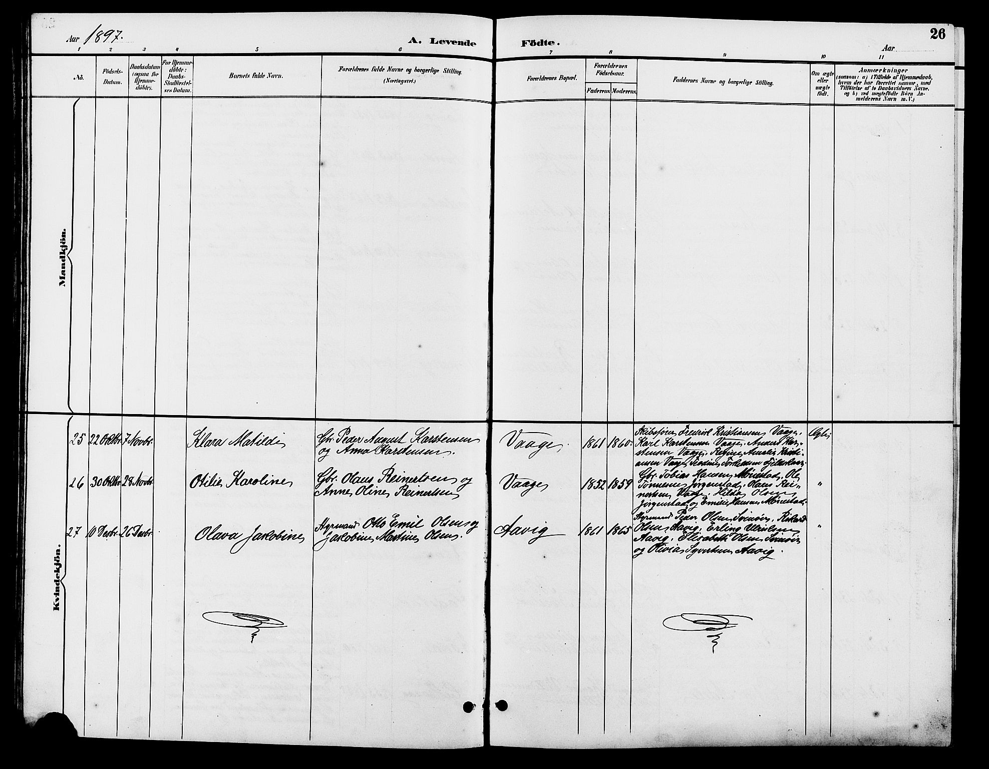 Sør-Audnedal sokneprestkontor, AV/SAK-1111-0039/F/Fb/Fba/L0004: Parish register (copy) no. B 4, 1893-1909, p. 26