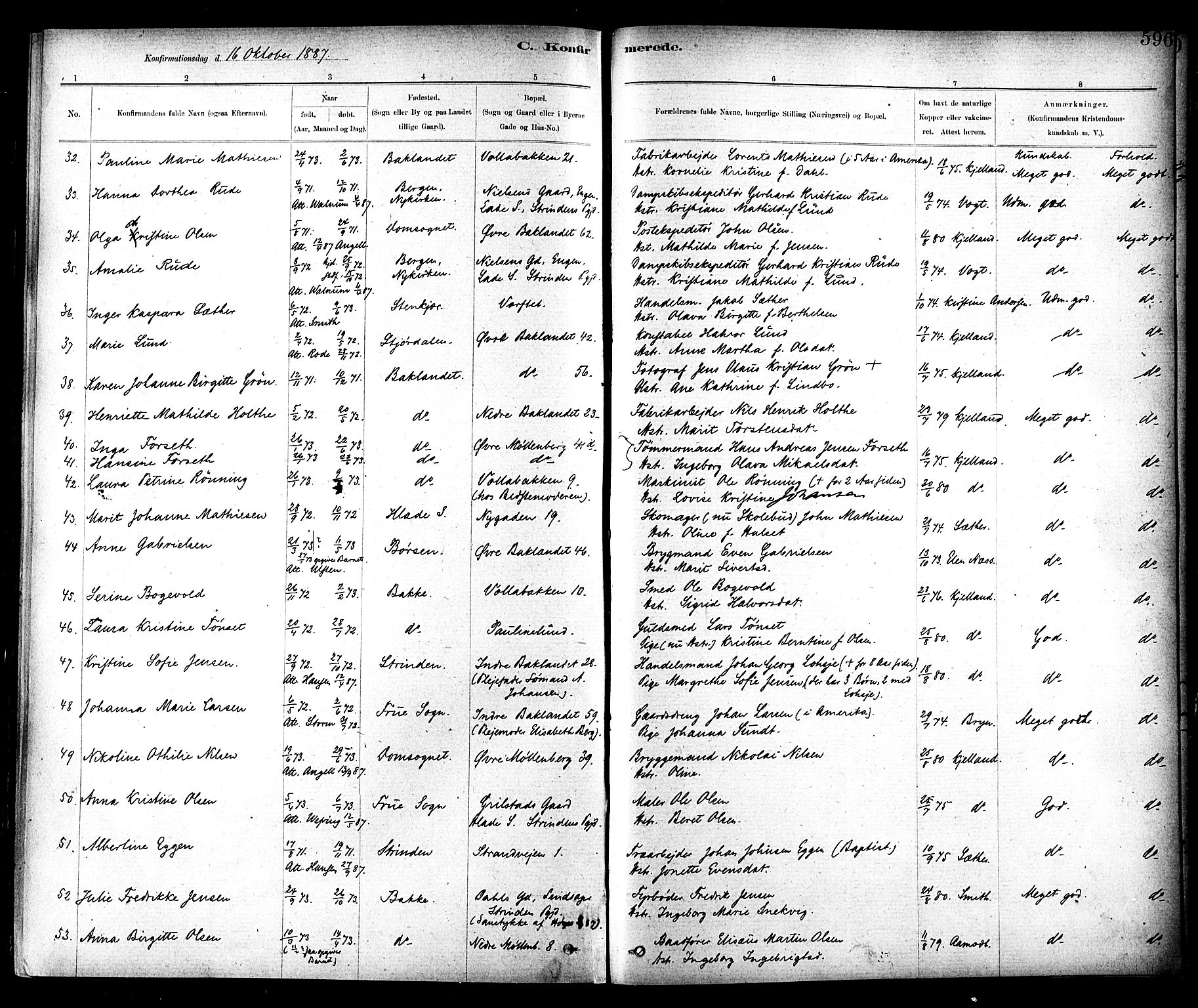 Ministerialprotokoller, klokkerbøker og fødselsregistre - Sør-Trøndelag, SAT/A-1456/604/L0188: Parish register (official) no. 604A09, 1878-1892, p. 596