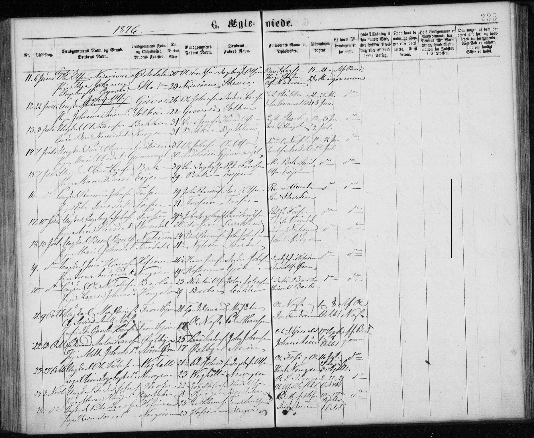 Ministerialprotokoller, klokkerbøker og fødselsregistre - Sør-Trøndelag, SAT/A-1456/668/L0817: Parish register (copy) no. 668C06, 1873-1884, p. 235