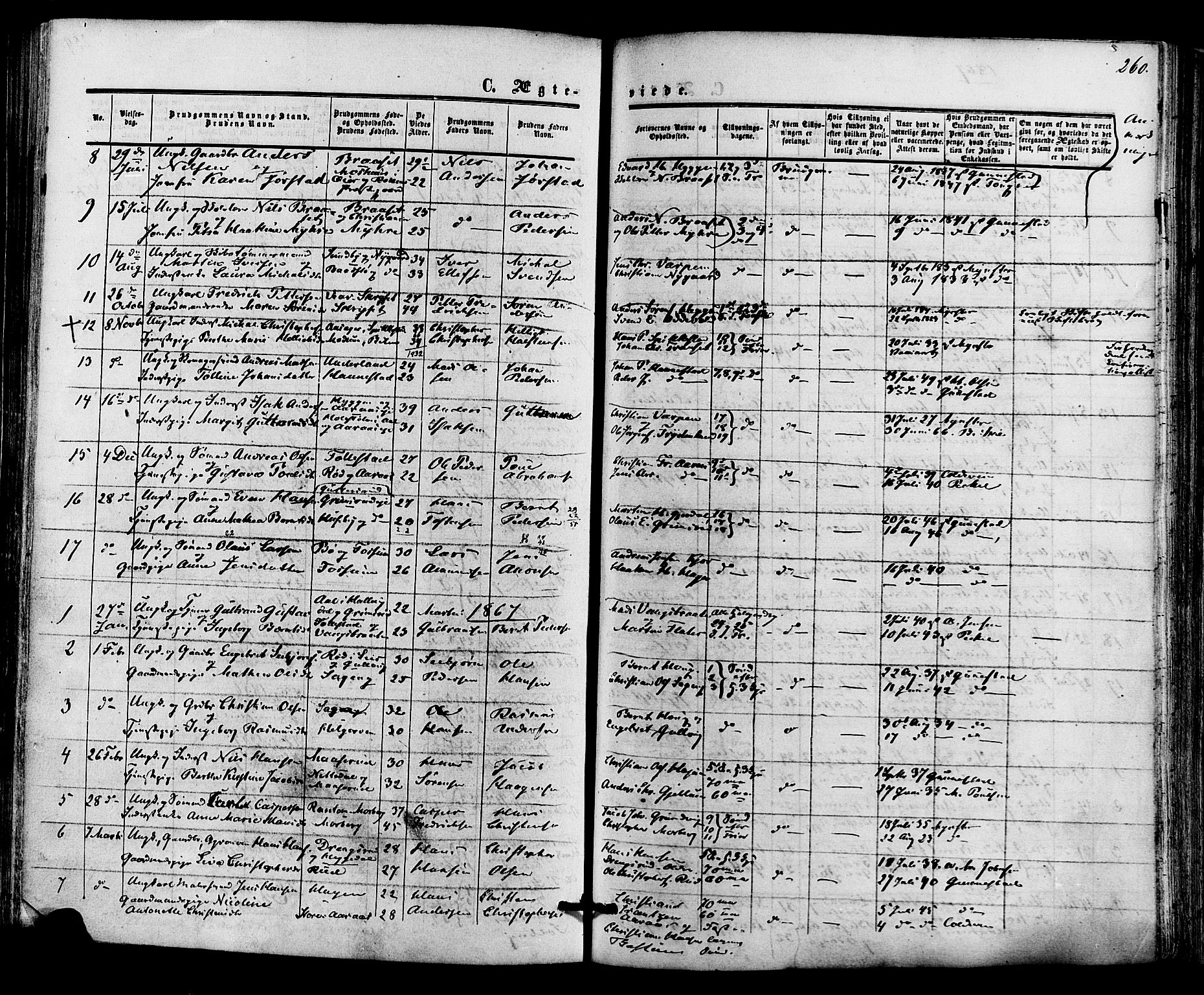 Røyken kirkebøker, SAKO/A-241/F/Fa/L0006: Parish register (official) no. 6, 1857-1875, p. 260