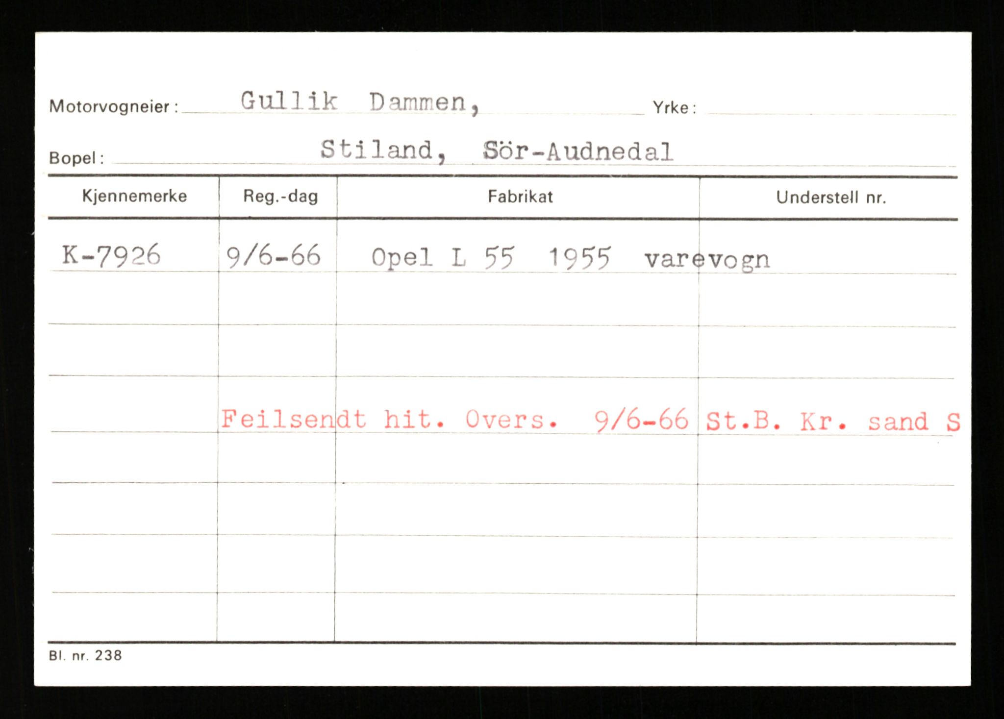 Stavanger trafikkstasjon, SAST/A-101942/0/G/L0002: Registreringsnummer: 5791 - 10405, 1930-1971, p. 1087