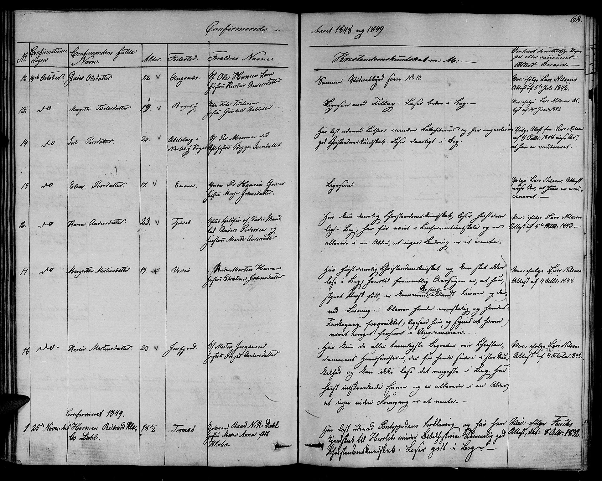 Nesseby sokneprestkontor, AV/SATØ-S-1330/H/Ha/L0001kirke: Parish register (official) no. 1, 1838-1855, p. 68