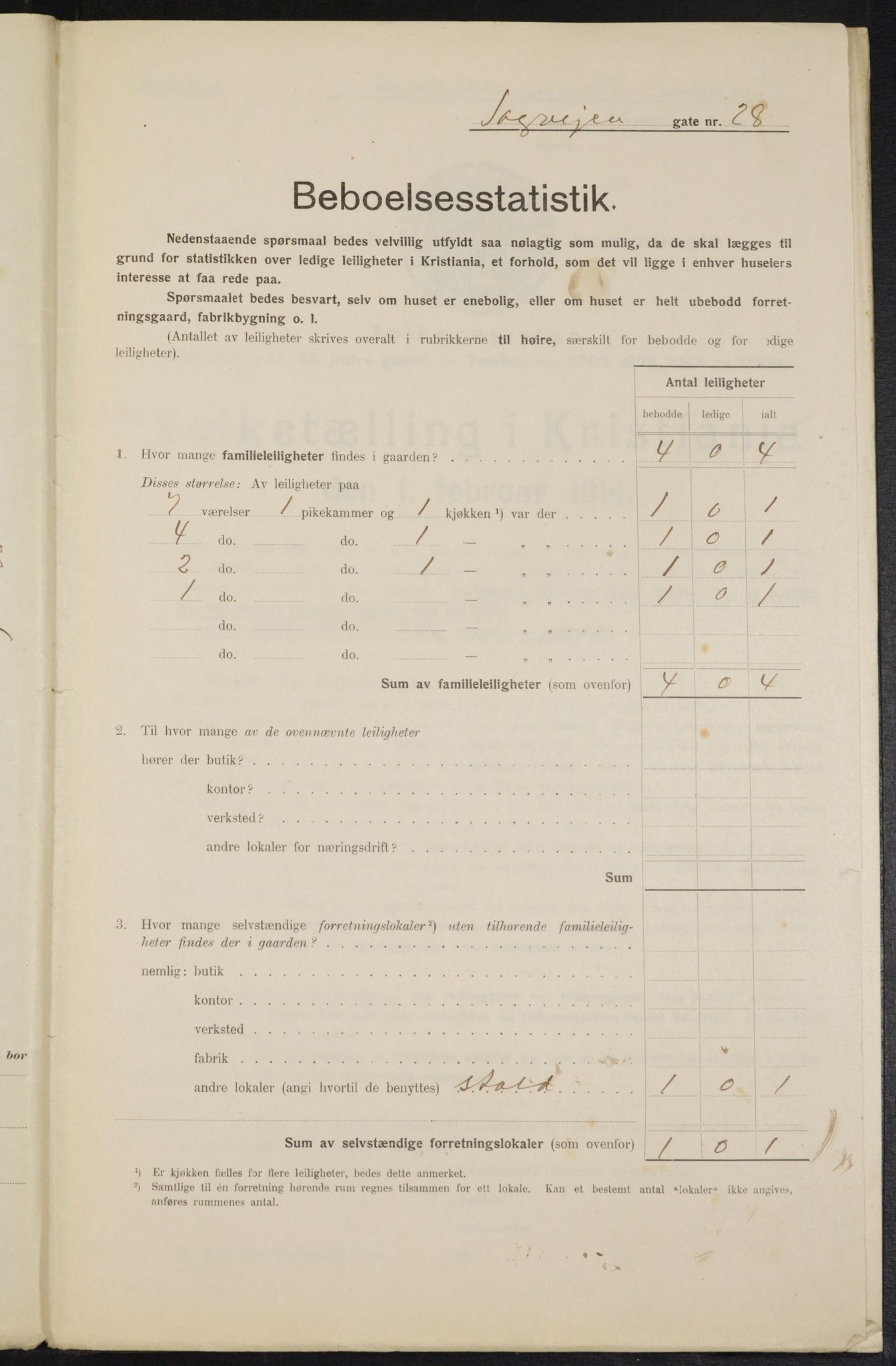 OBA, Municipal Census 1914 for Kristiania, 1914, p. 86485