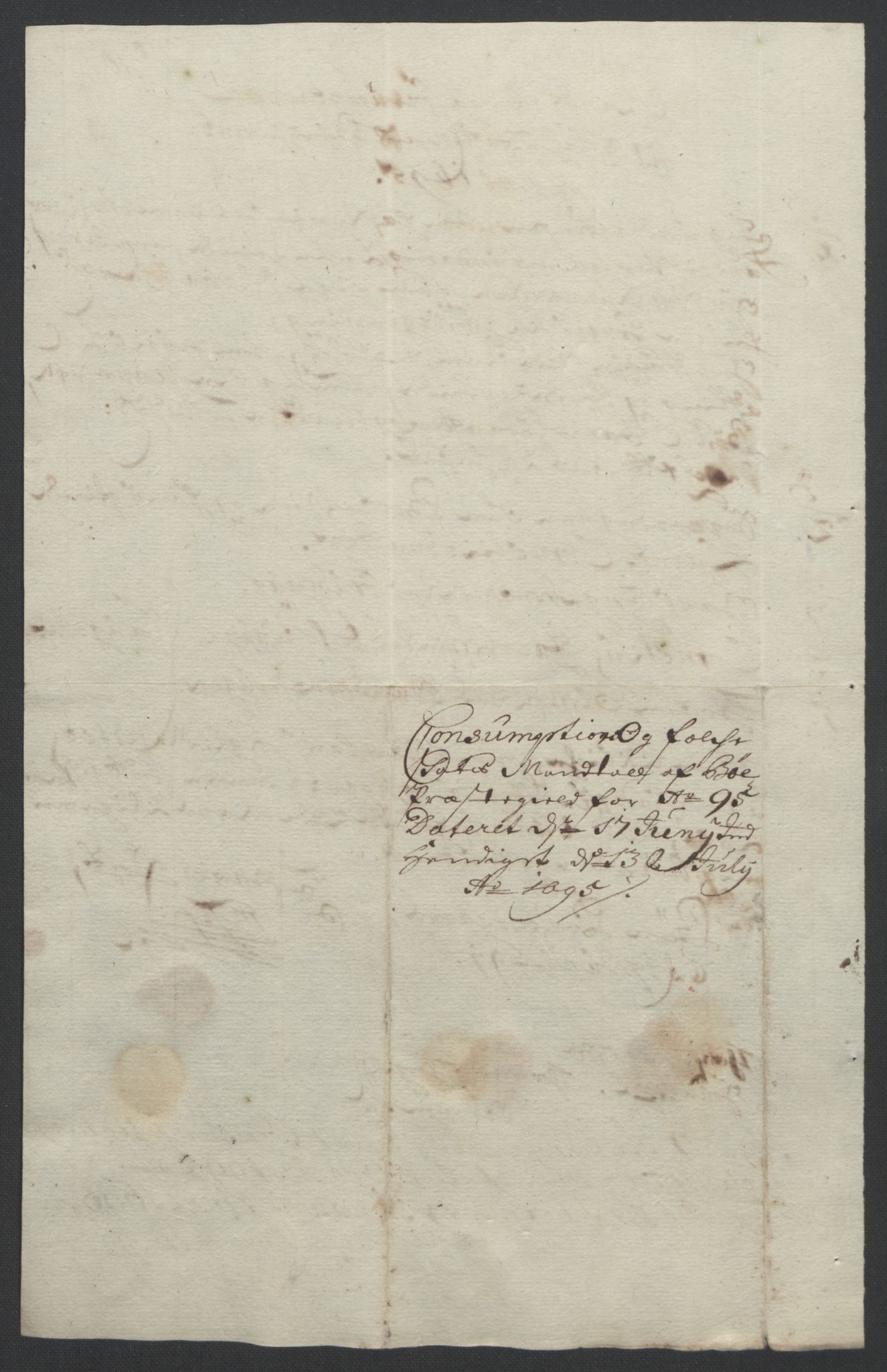 Rentekammeret inntil 1814, Reviderte regnskaper, Fogderegnskap, AV/RA-EA-4092/R36/L2093: Fogderegnskap Øvre og Nedre Telemark og Bamble, 1695, p. 329