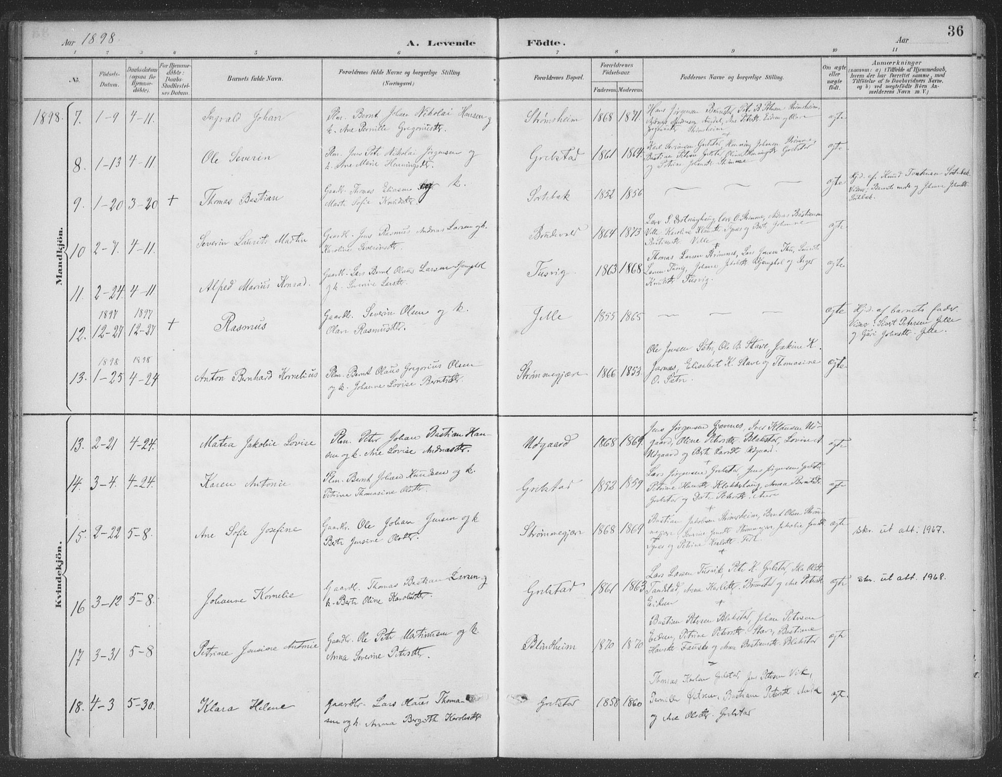 Ministerialprotokoller, klokkerbøker og fødselsregistre - Møre og Romsdal, AV/SAT-A-1454/523/L0335: Parish register (official) no. 523A02, 1891-1911, p. 36